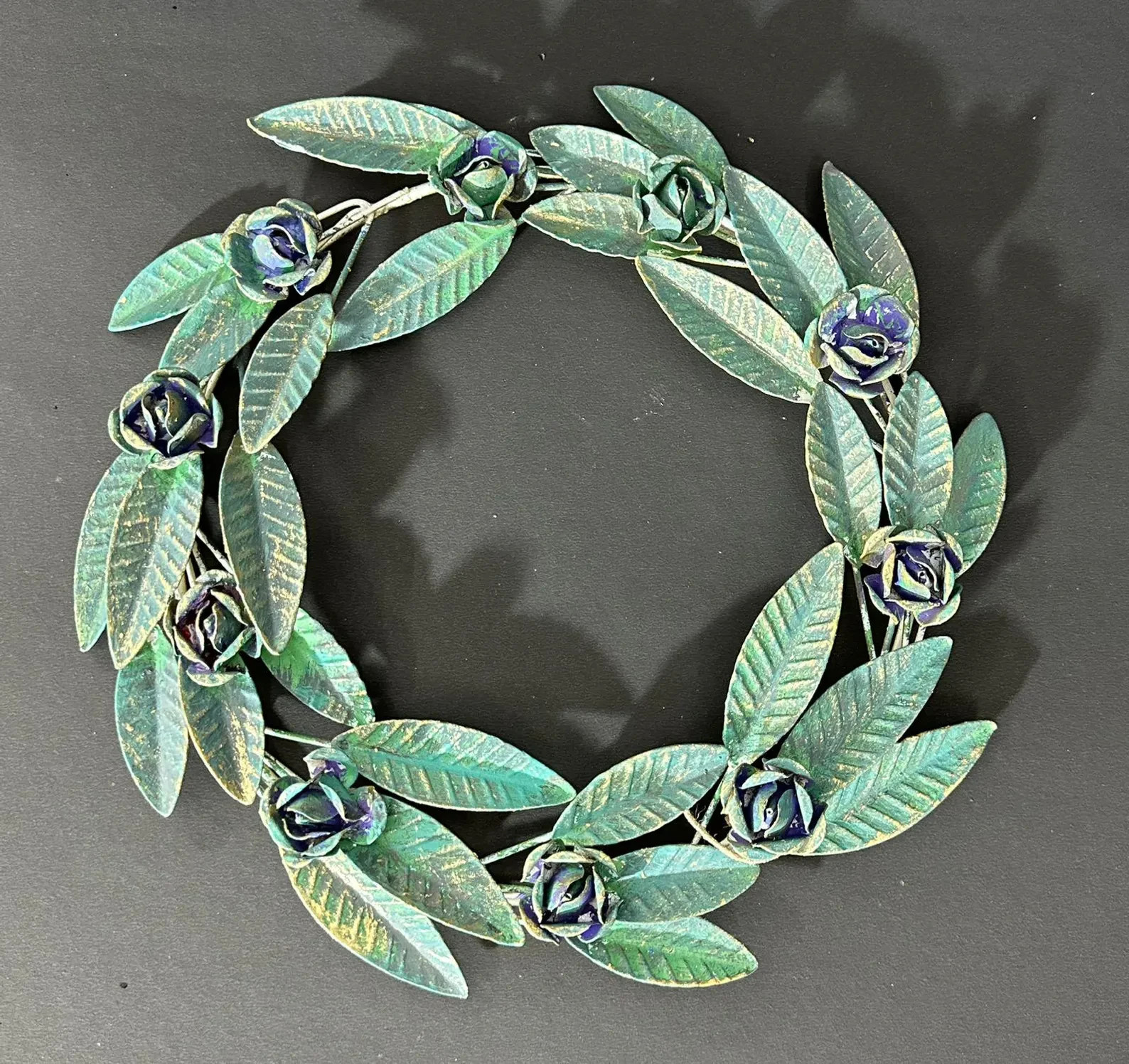 Gold Floral Metal Wreath Wall Decor | Luxury Modern Wall Art Hanging for Home