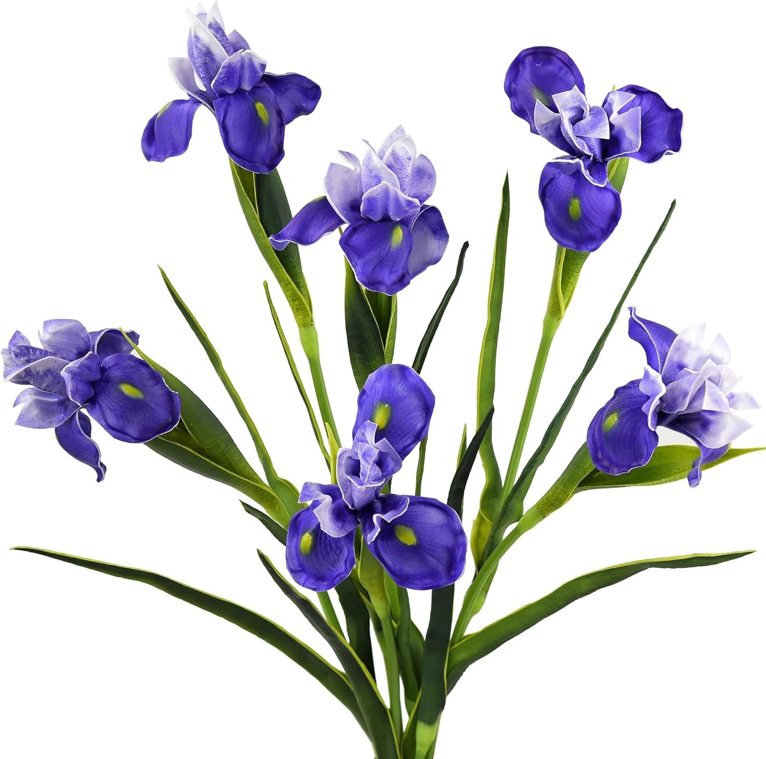 Elegant 6 Long-Stem Real Touch Purple Irises – Perfect for Home Décor & Weddings
