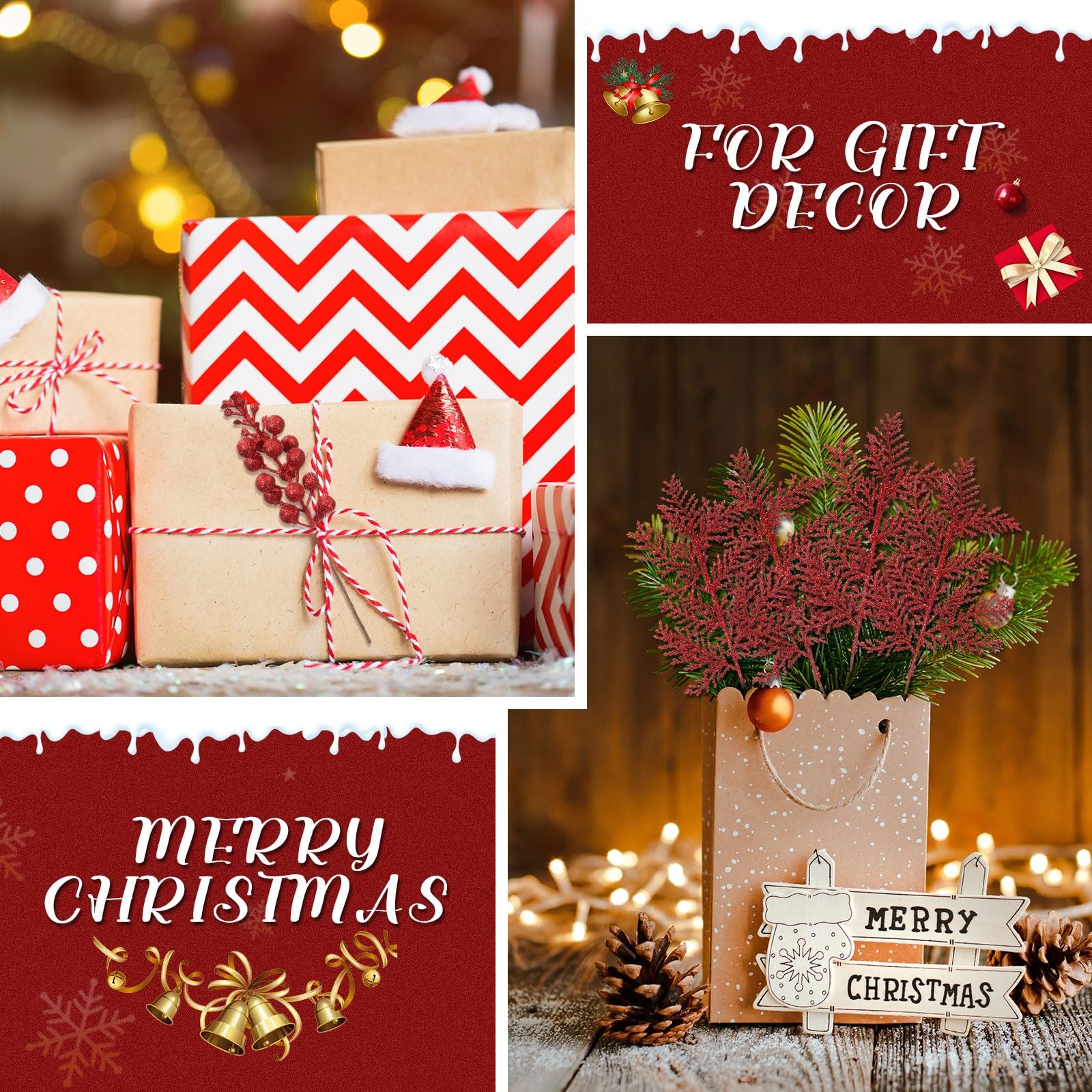 40 Pieces Christmas Tree Decorations Include 20 Glitter Berries Stems and 20 …