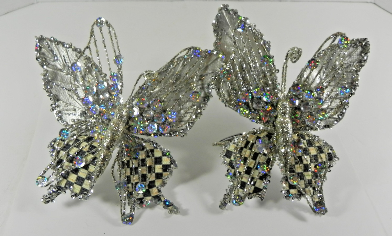Mackenzie Childs 5″ Silver Butterfly Clip On Set of 2