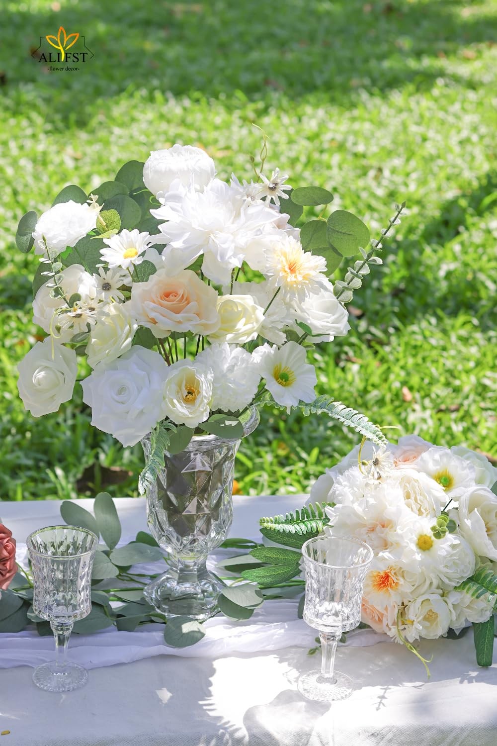 White Artificial Flowers Combo Box Set Silk Cake DIY Wedding Bouquets Decor