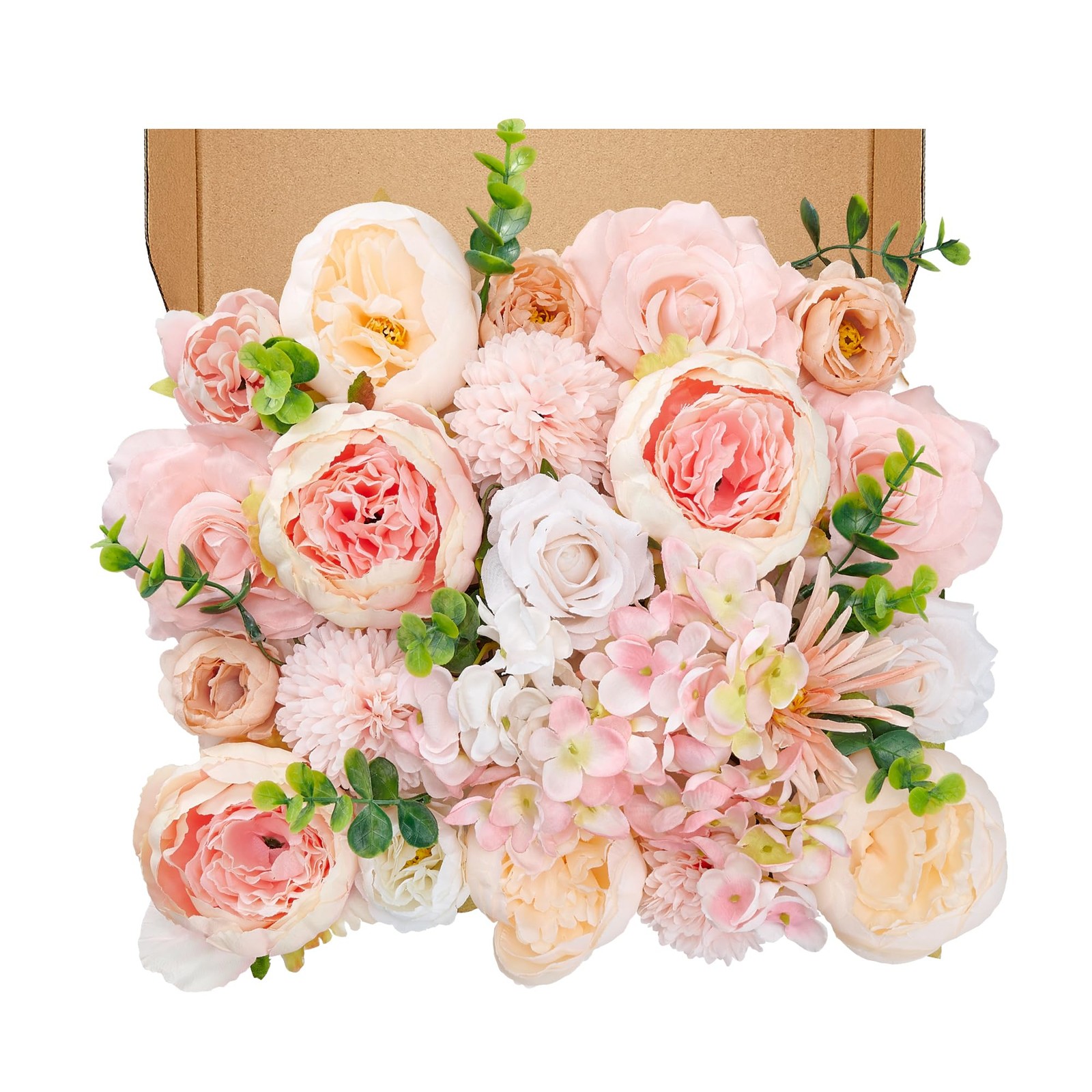 Artificial Peony Flowers Set, Silk Peony Flower Combo with Wire Stems for DIY…