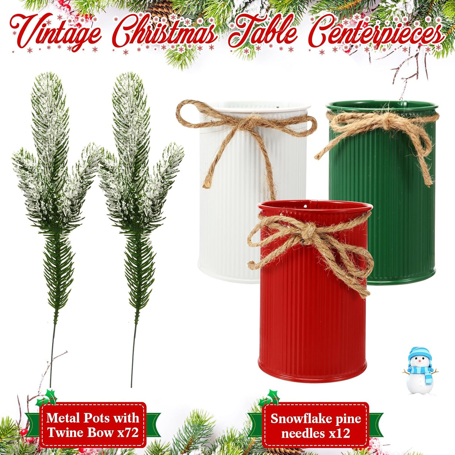 12 Set Christmas Floral Centerpieces Rustic Pine Decor for Home