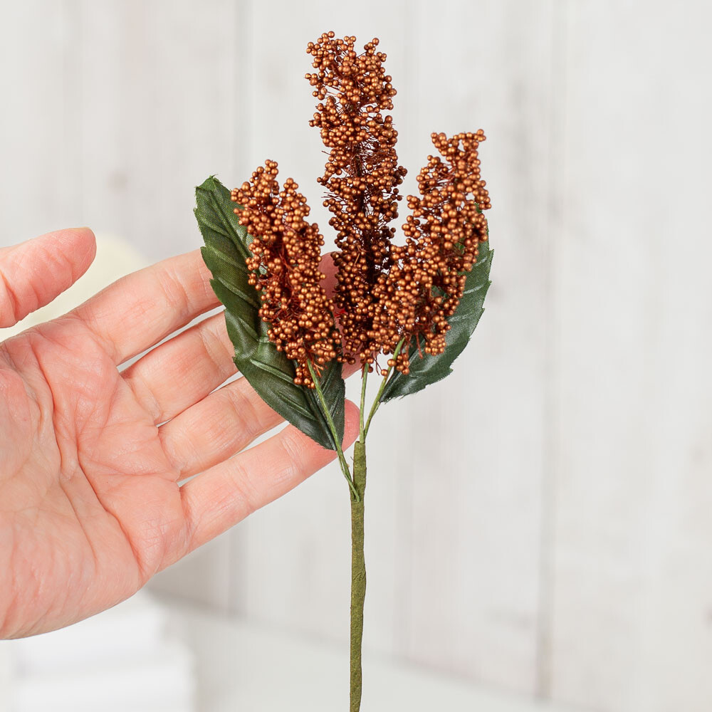 Bulk Buy of 130 Artificial Copper Berry Cluster Embellishing 7-1/2″ Picks