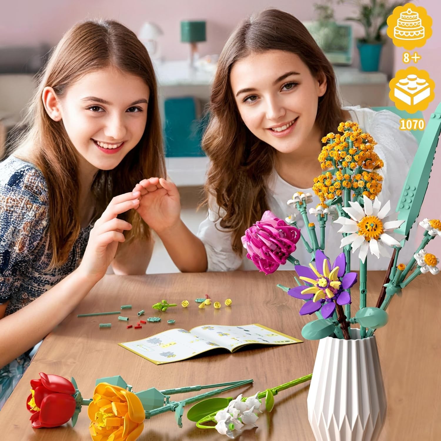 Flowers Bouquet Building Set, Creative Artificial Wildflowers Botanical