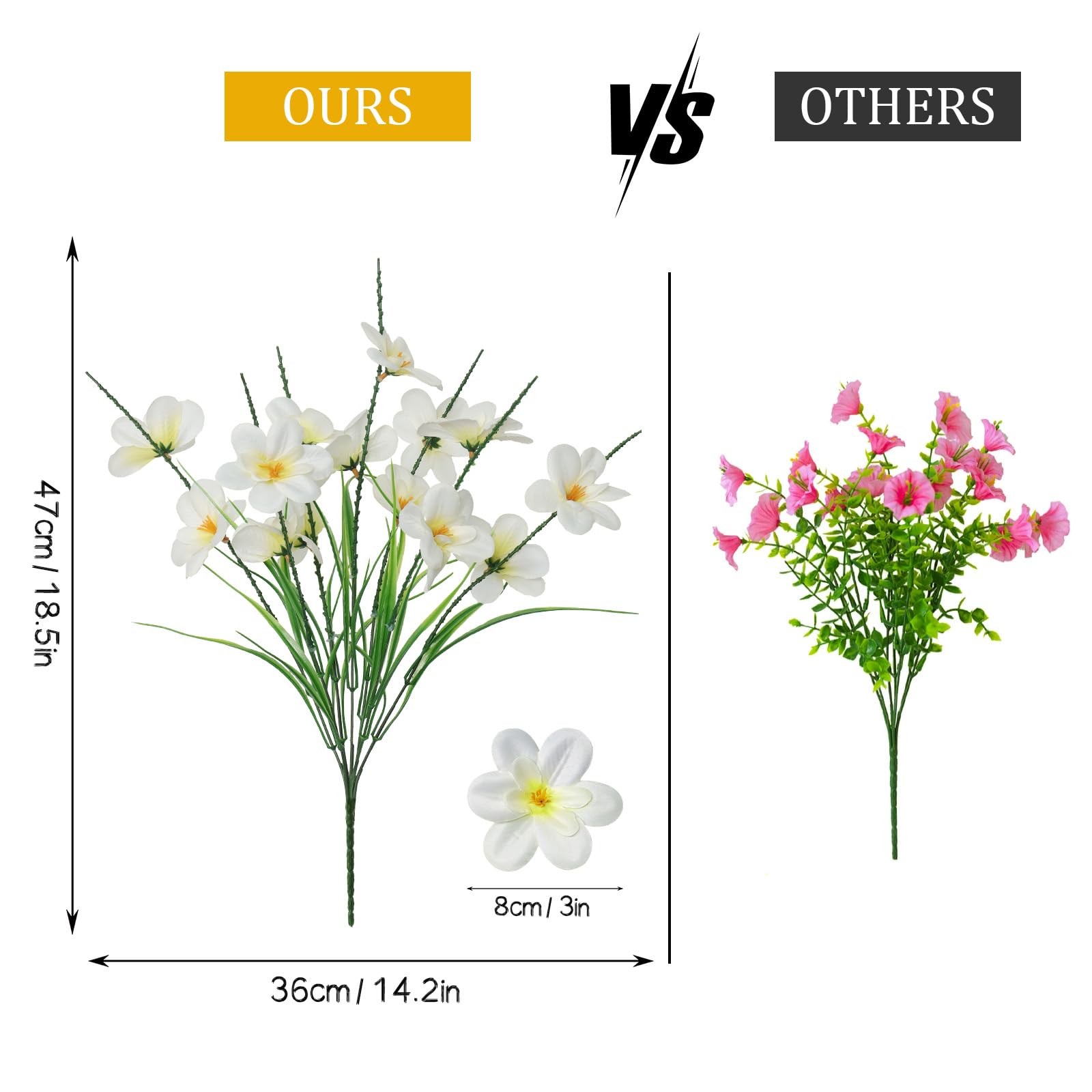 Artificial Flowers for Outdoors 6 Bundles Fake Plastic Flowers UV Resistant S…