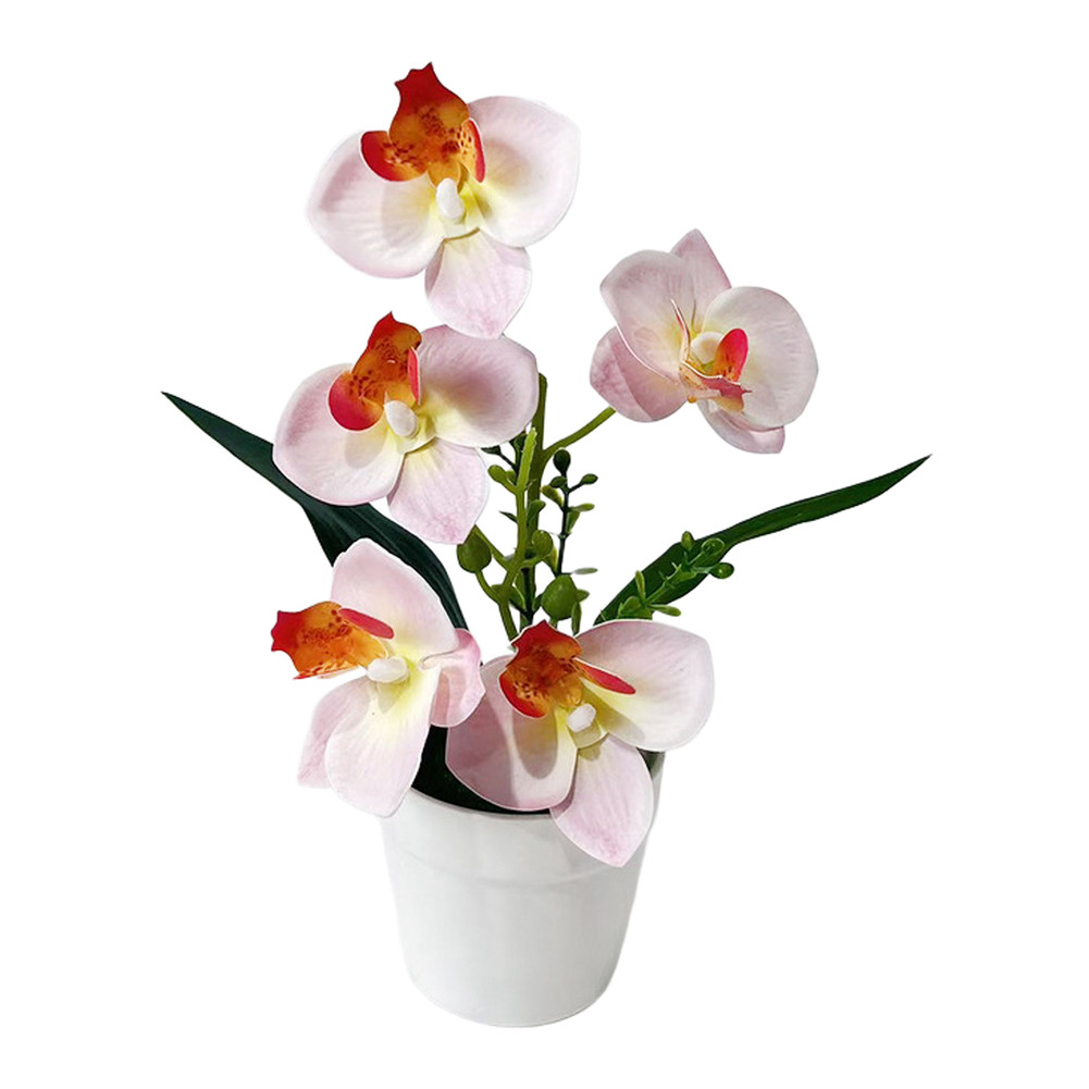 Fake Potted Butterfly Orchid 9.45in Soft PE Silk Flower Tabletop Decor