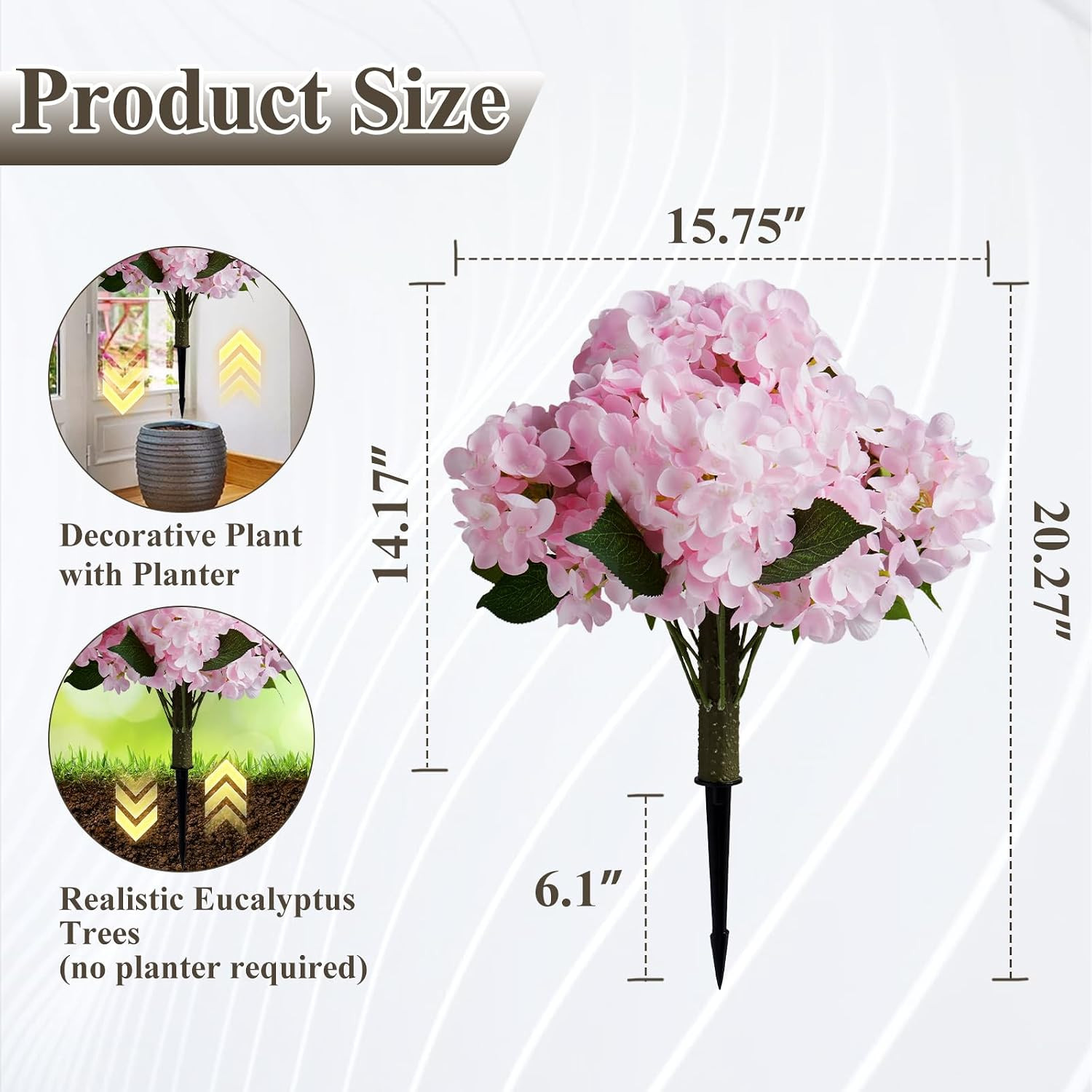 Realistic Light Pink Artificial Hydrangea Flowers – 2 Pack, 20″ Tall