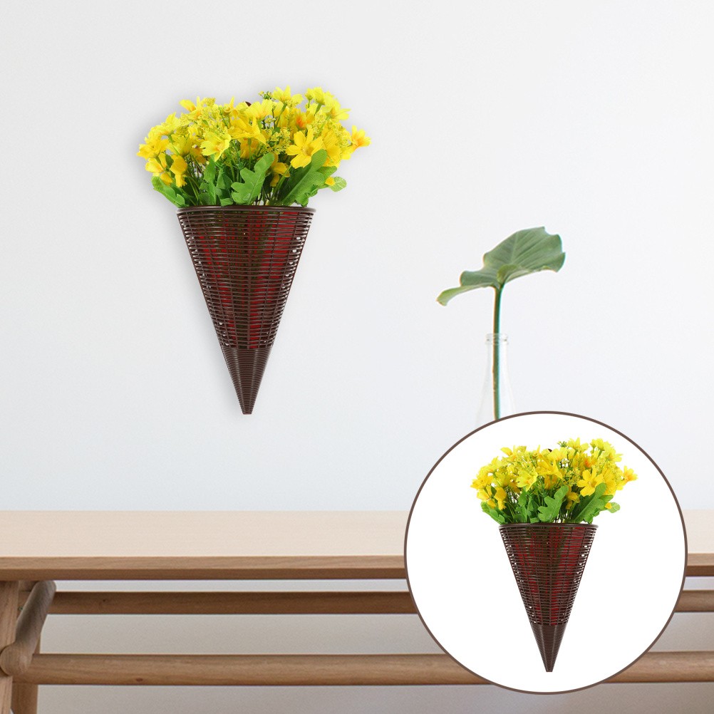 Realistic Yellow Artificial Flower Basket for Door Hanging Decorative Display