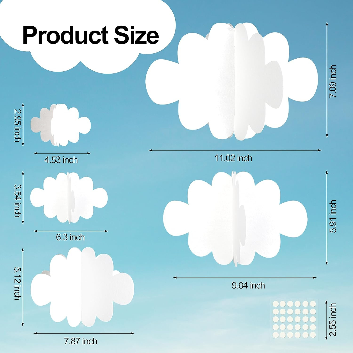 18 PCS 3D Cloud Decoration, Artificial Hanging Clouds for Ceiling, White Felt Or