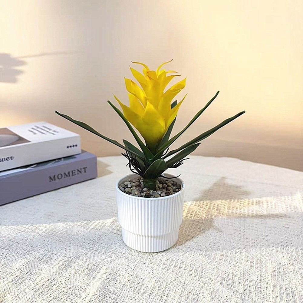 Pineapple Flower Fake Plant in Pot 21cm Tall for Indoor For Table Decor