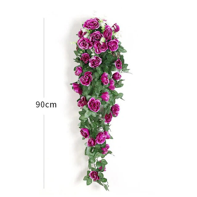 90cm Garland Vine Artificial Flower Purple Fake Ivy Plant Home Garden Party Deco