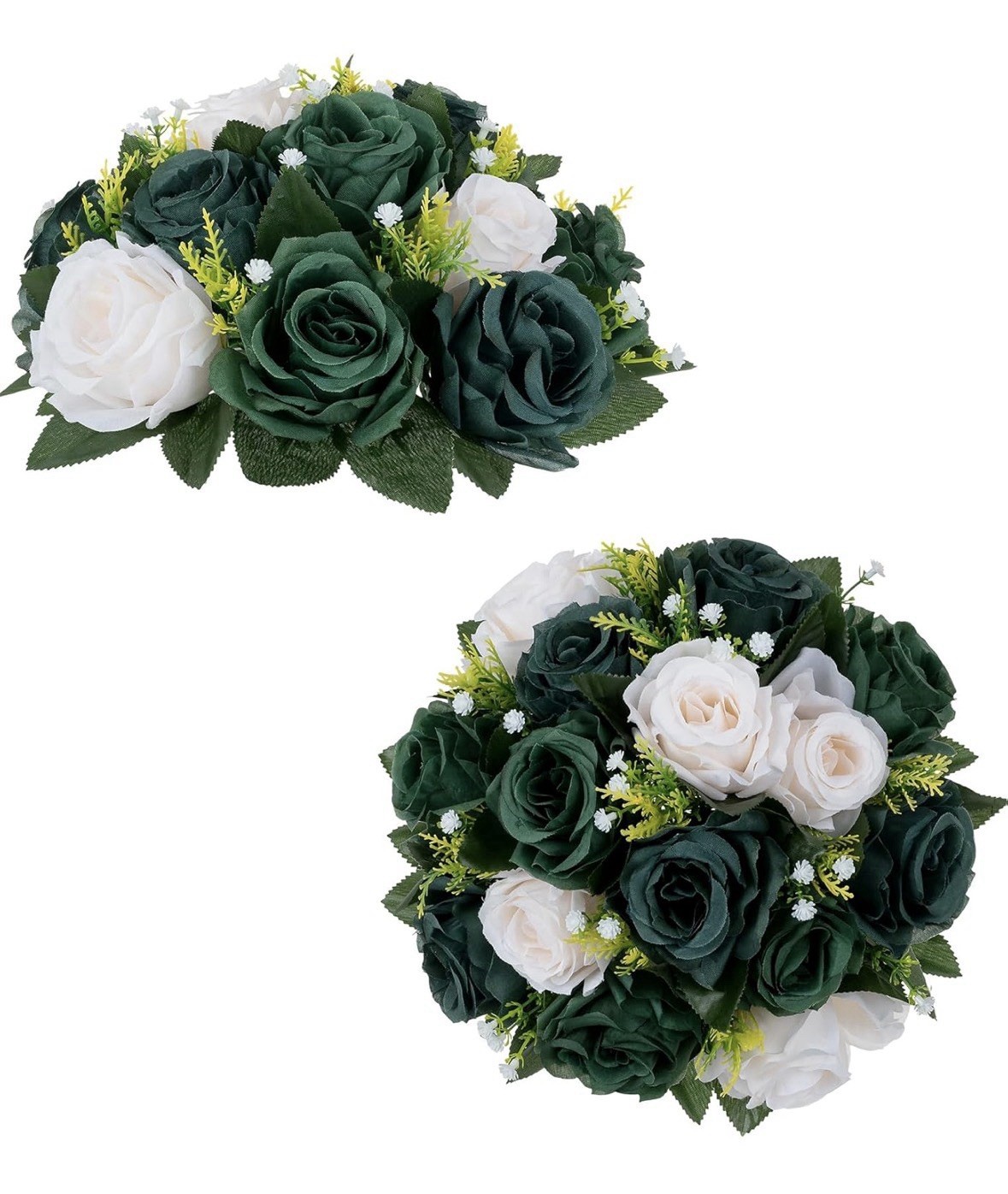 BLOSMON Green Flowers Artificial for Decoration: 2 Pcs Fake Rose Balls