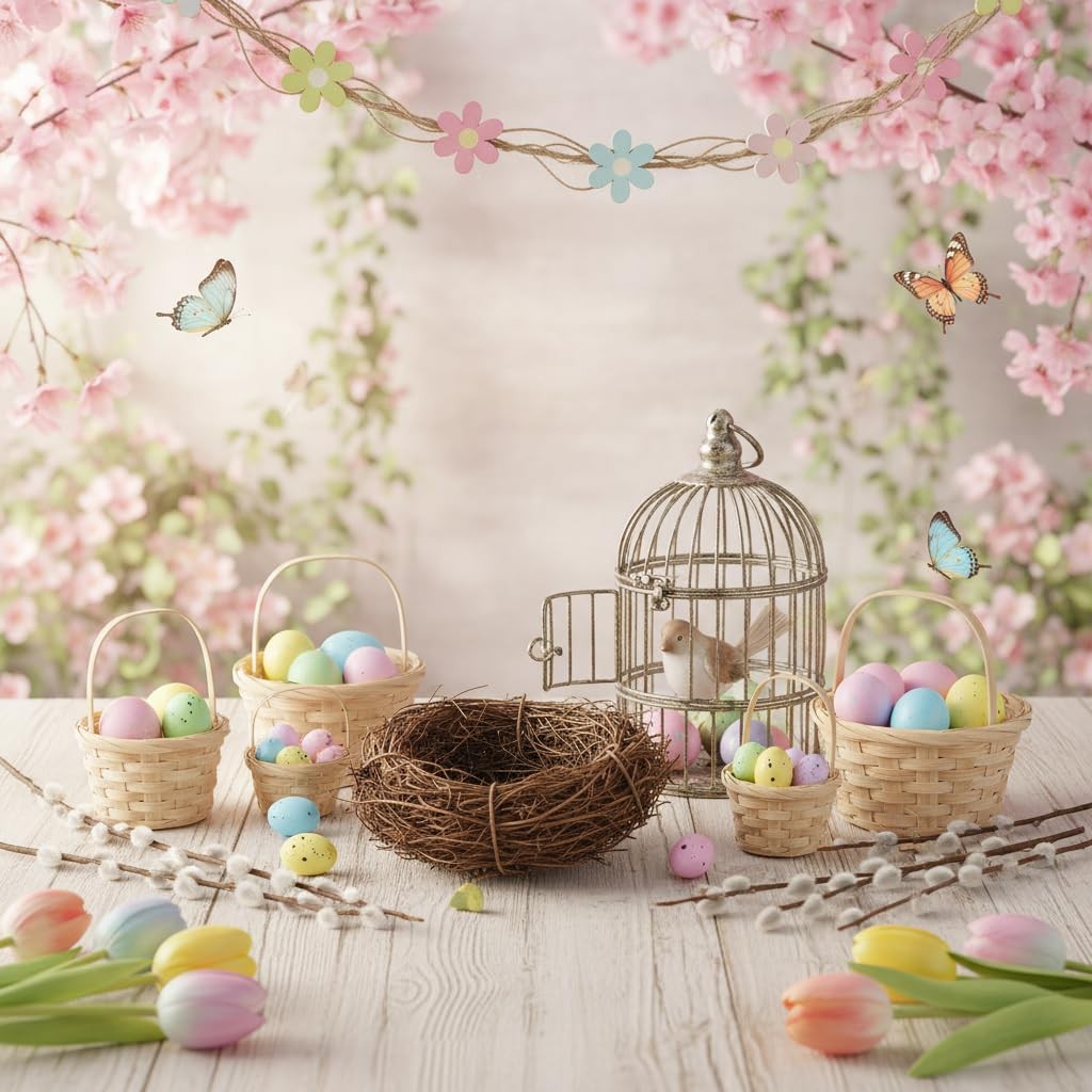 Easter Bird Nest Anti-Scratch Decorative Lightweight Egg Decoration Prop East…
