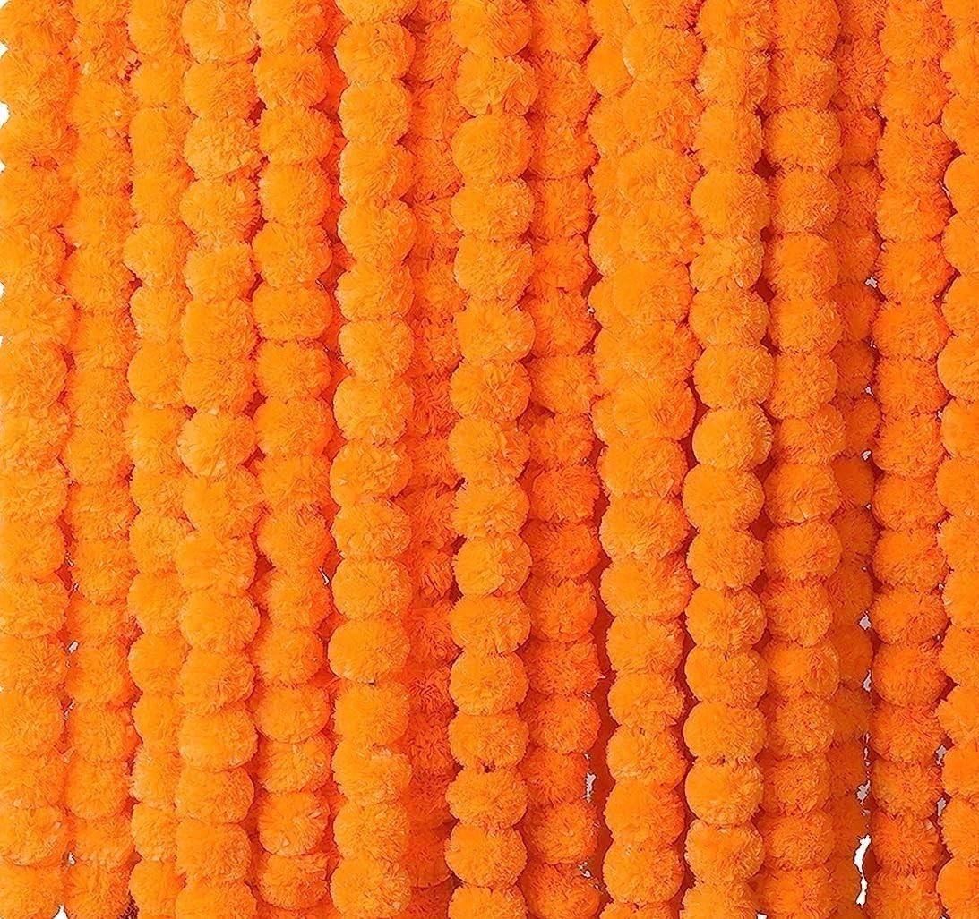 5 PC – 5 feet Marigold Garland |Indian/Wedding Party Mantle Decoration, Faux …