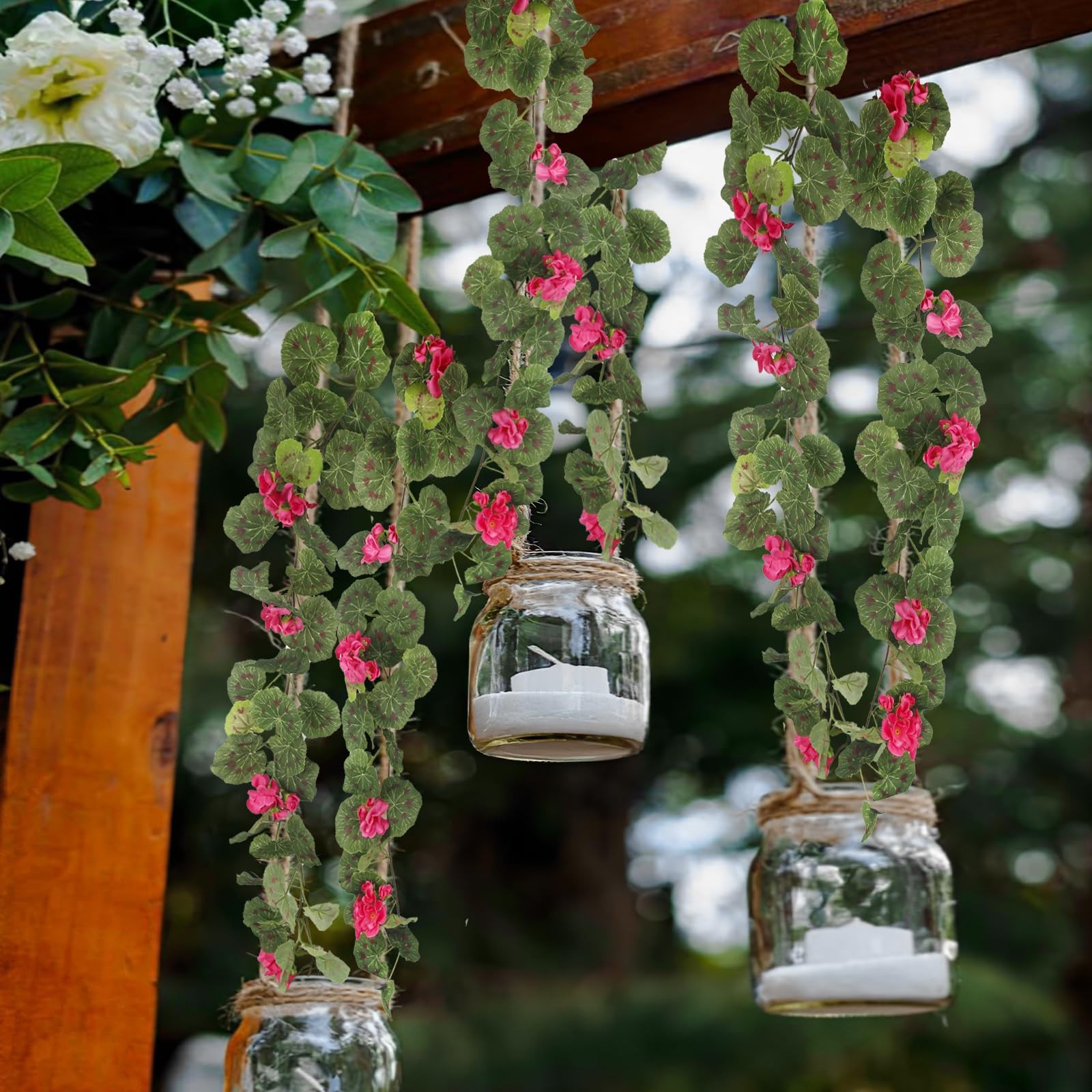 2 Pcs Spring Summer Flower Garland Geranium Artificial Garland Outdoors Rose …