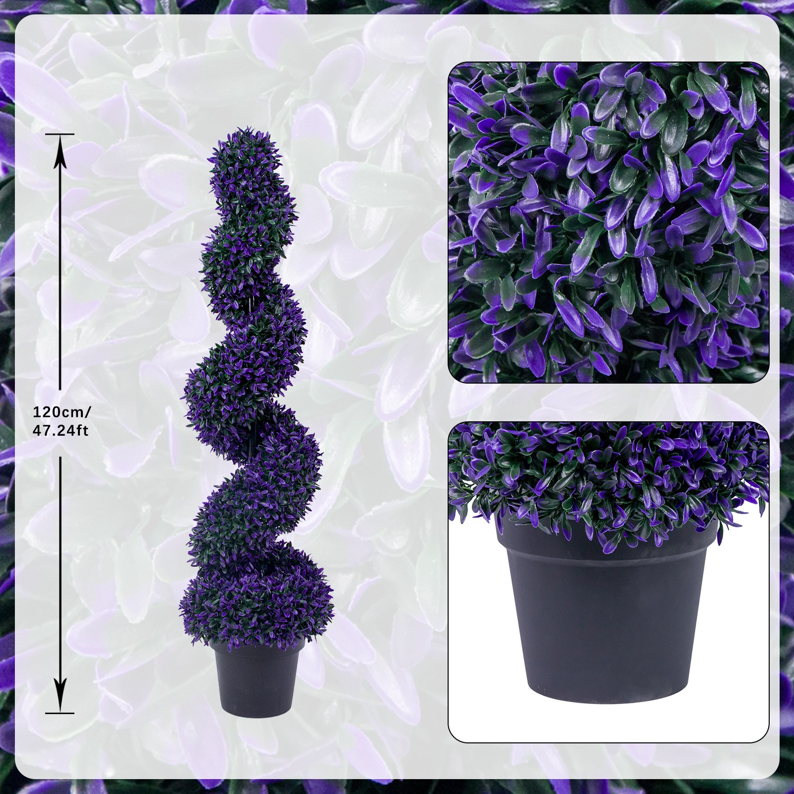 4FT Artificial Topiary 2 Pack, Spiral Faux Plant for Indoor Outdoor Garden Decor