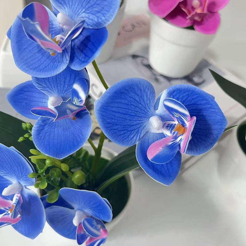 Realistic Faux Butterfly Orchid 9.45in Compact Size Indoor Table Decor