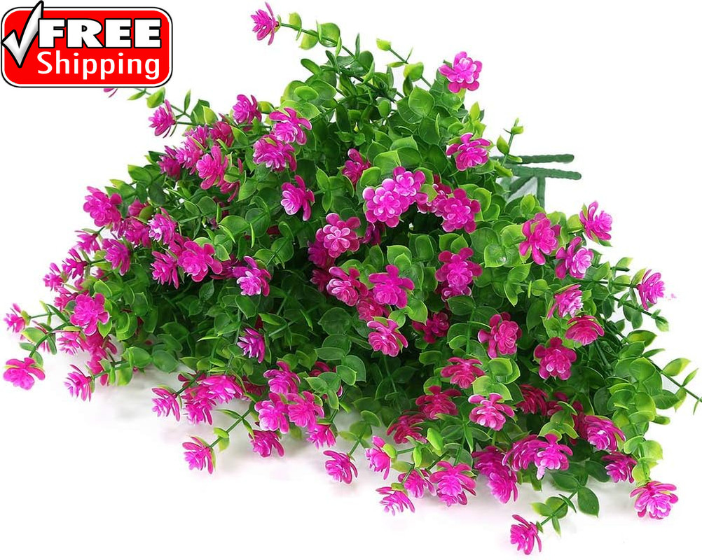 Artificial Flowers Fake Outdoor UV Resistant Boxwood Plants Shrubs 4 Pack, Faux