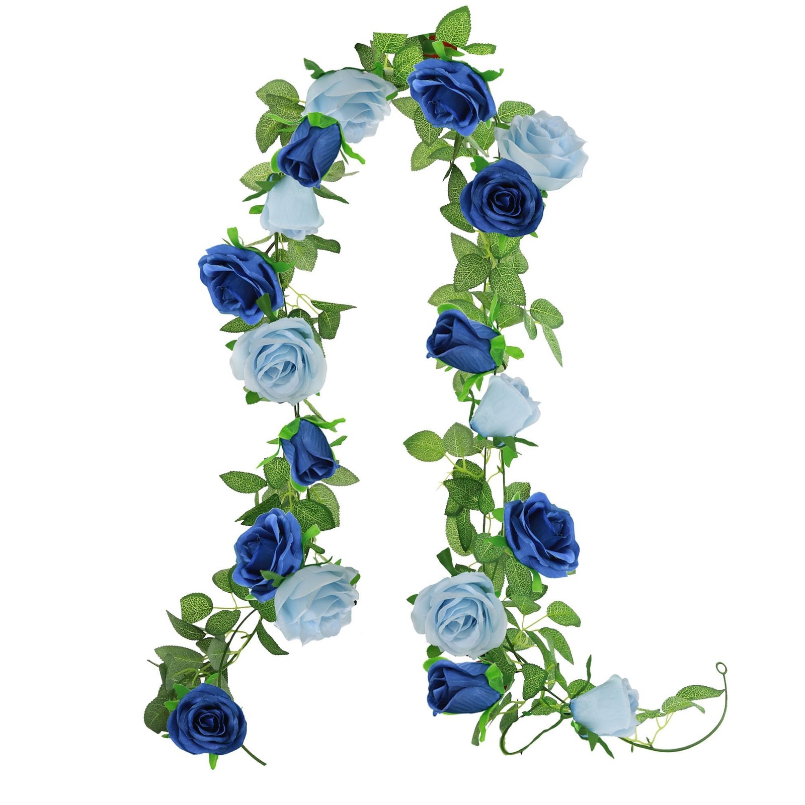 2Pack Mixed Blue Artificial Rose Flower Garland 13FT Fake Rose Vine for Table…