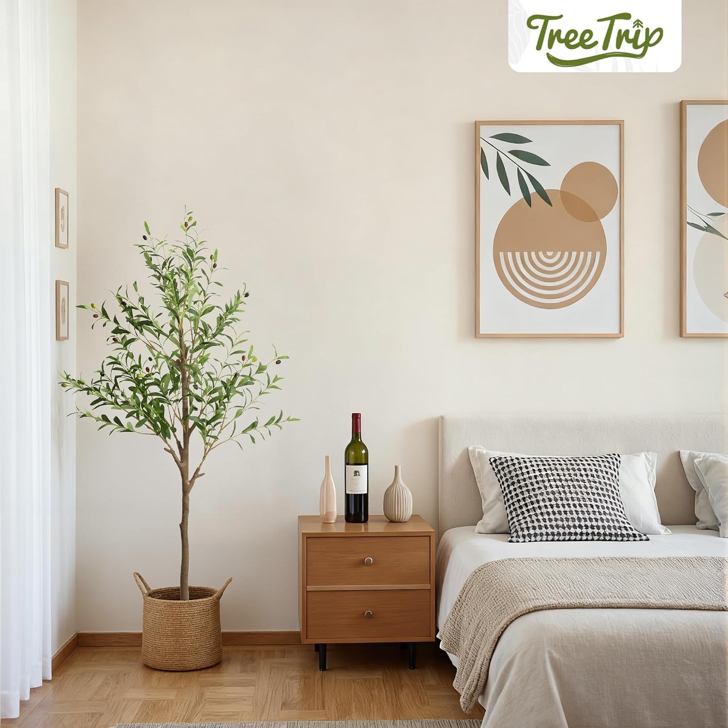 2-Pack 5 FT Olive Tree Artificial Indoor Faux Olive Trees with Planter Fake