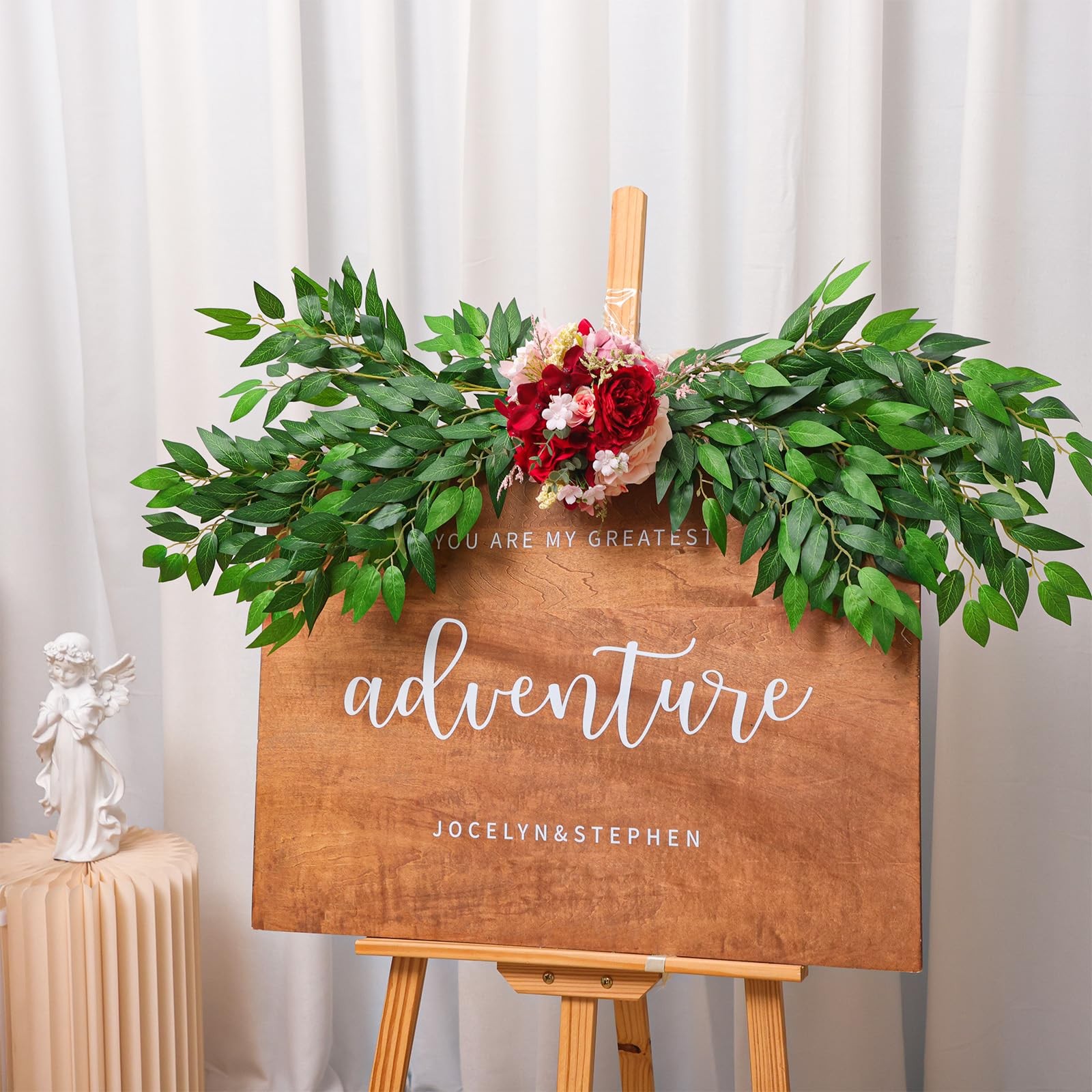 24pcs Italian Ruscus Greenery Stems, 27.6in Artificial Green Leaf Garland Vin…