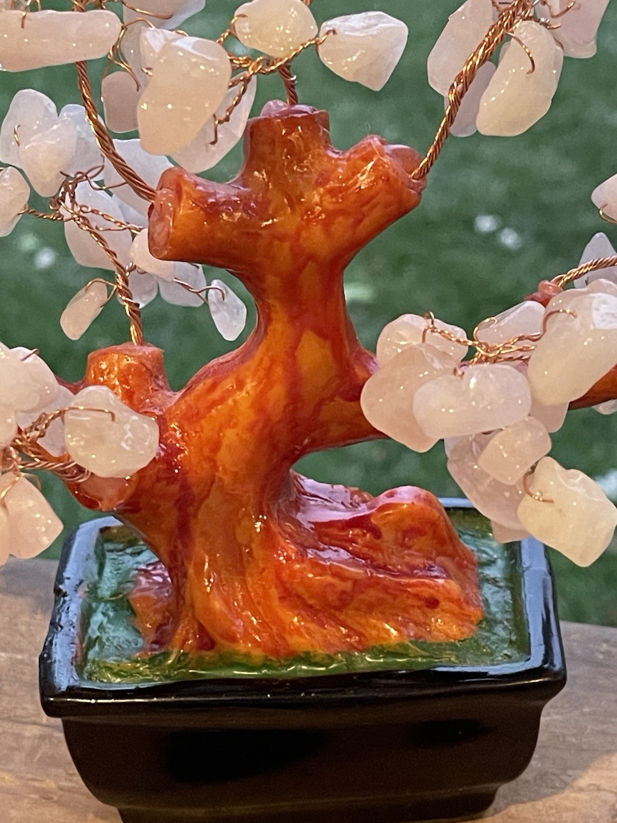 Natural Rose Stone Asian Style Bonsai Money Tree Pink Quartz Crystal Feng Shui