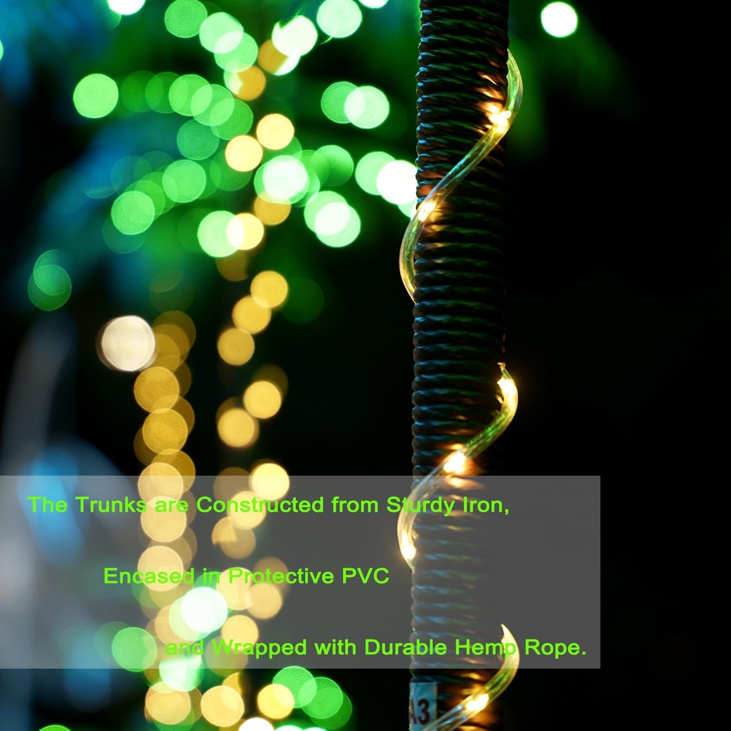 7FT Lighted Artificial Palm Tree with Three Trunks and 260 LED Lights – Green