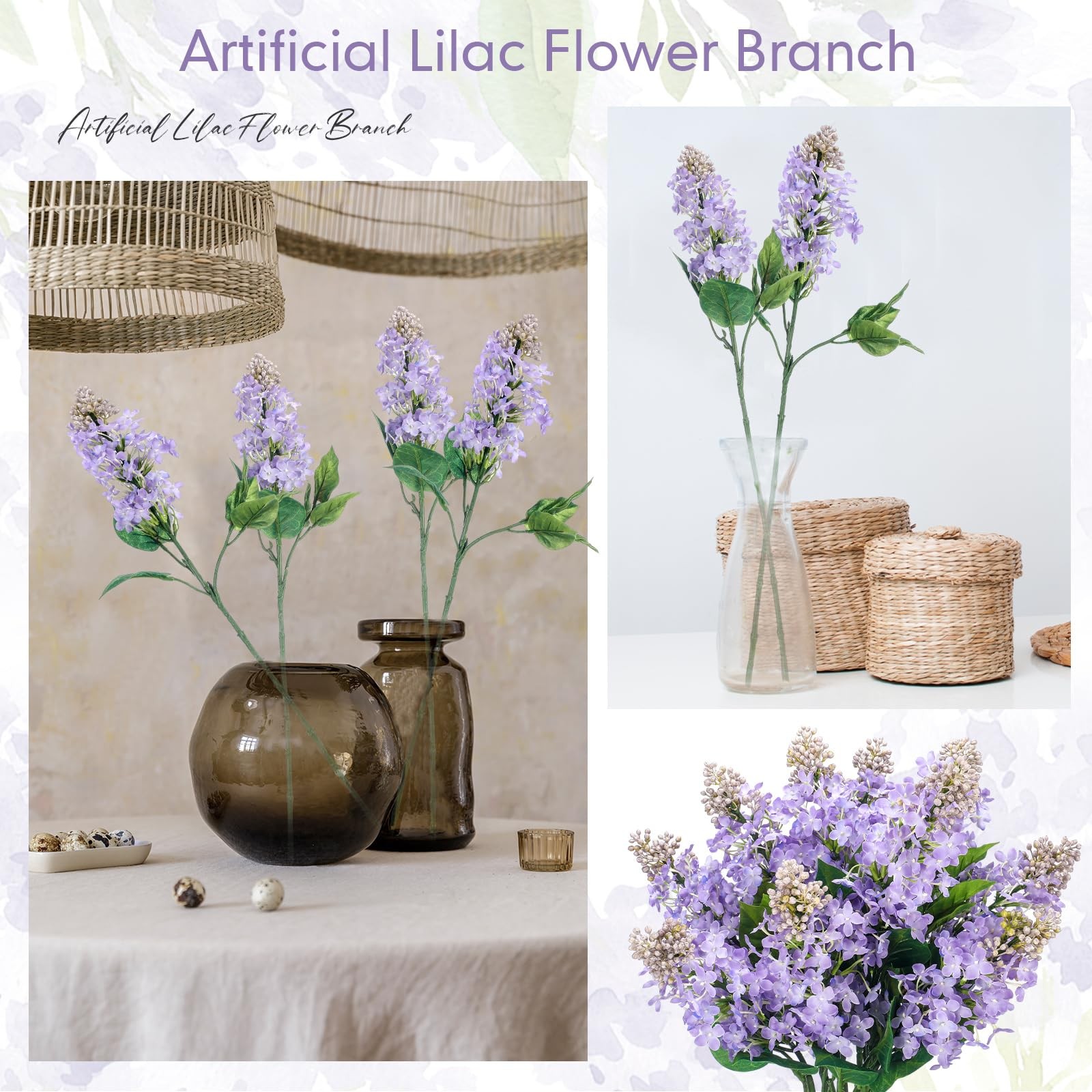 10 Pcs 24″ Artificial Lilac Flowers Purple Fake Delphinium Antirrhinum Stem R…