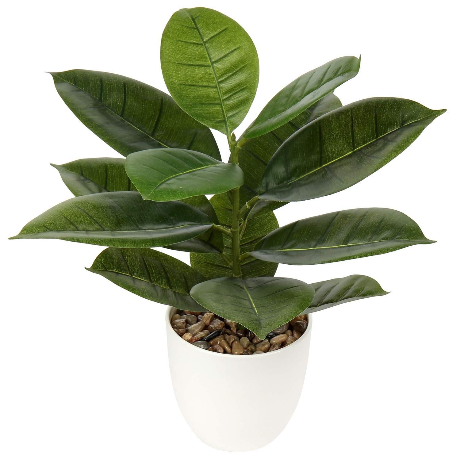 18 Inch Artificial Fiddle Leaf Fig Houseplant Realistic Faux In White Pot