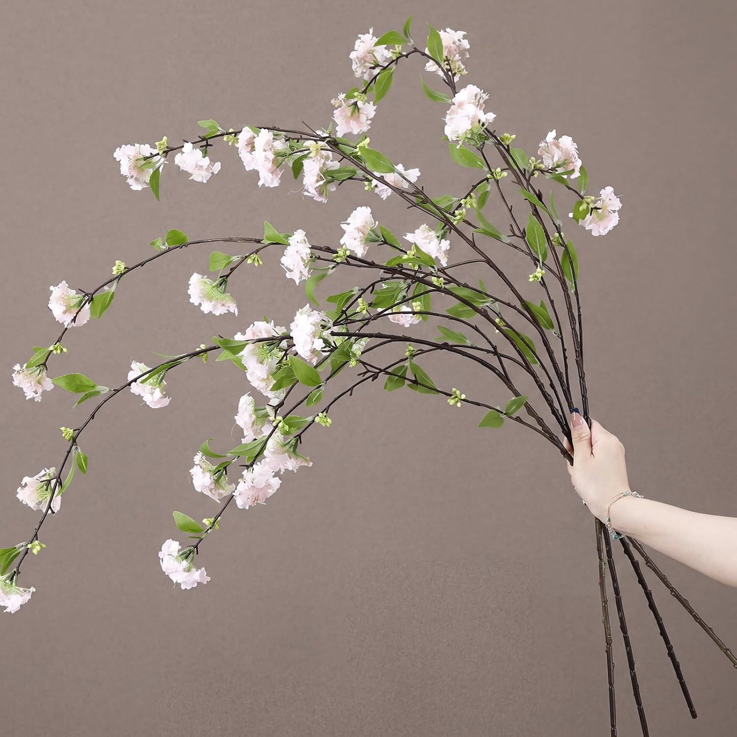 Faux Pink Hydrangea & Snowball Viburnum – 4 Pcs Long Stem Artificial Flowers