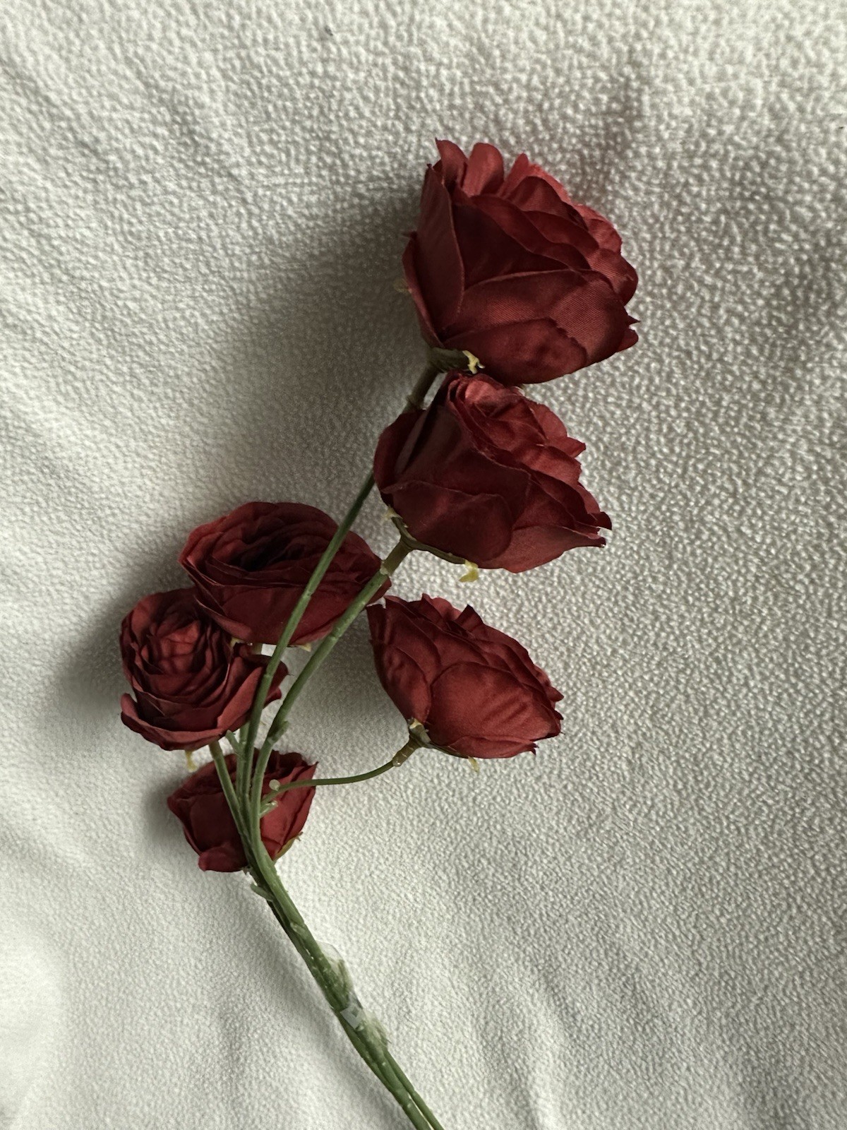 Real Touch Burgundy Artificial Roses 6Pcs/Bunch Faux Silk Flower Bouquet Decor
