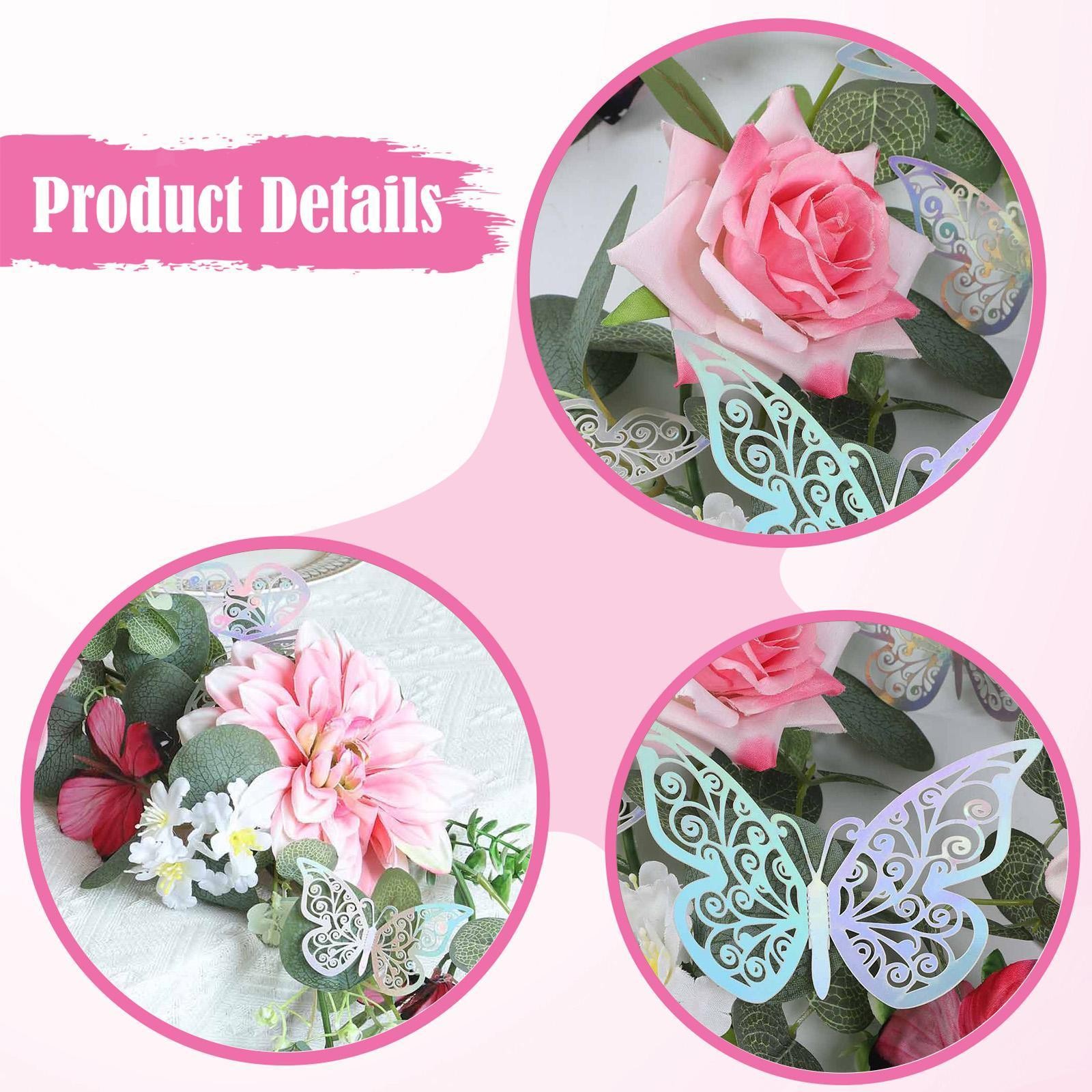 Artificial Eucalyptus Flower Garland Butterfly Hanging Floral Wreath Outdoor