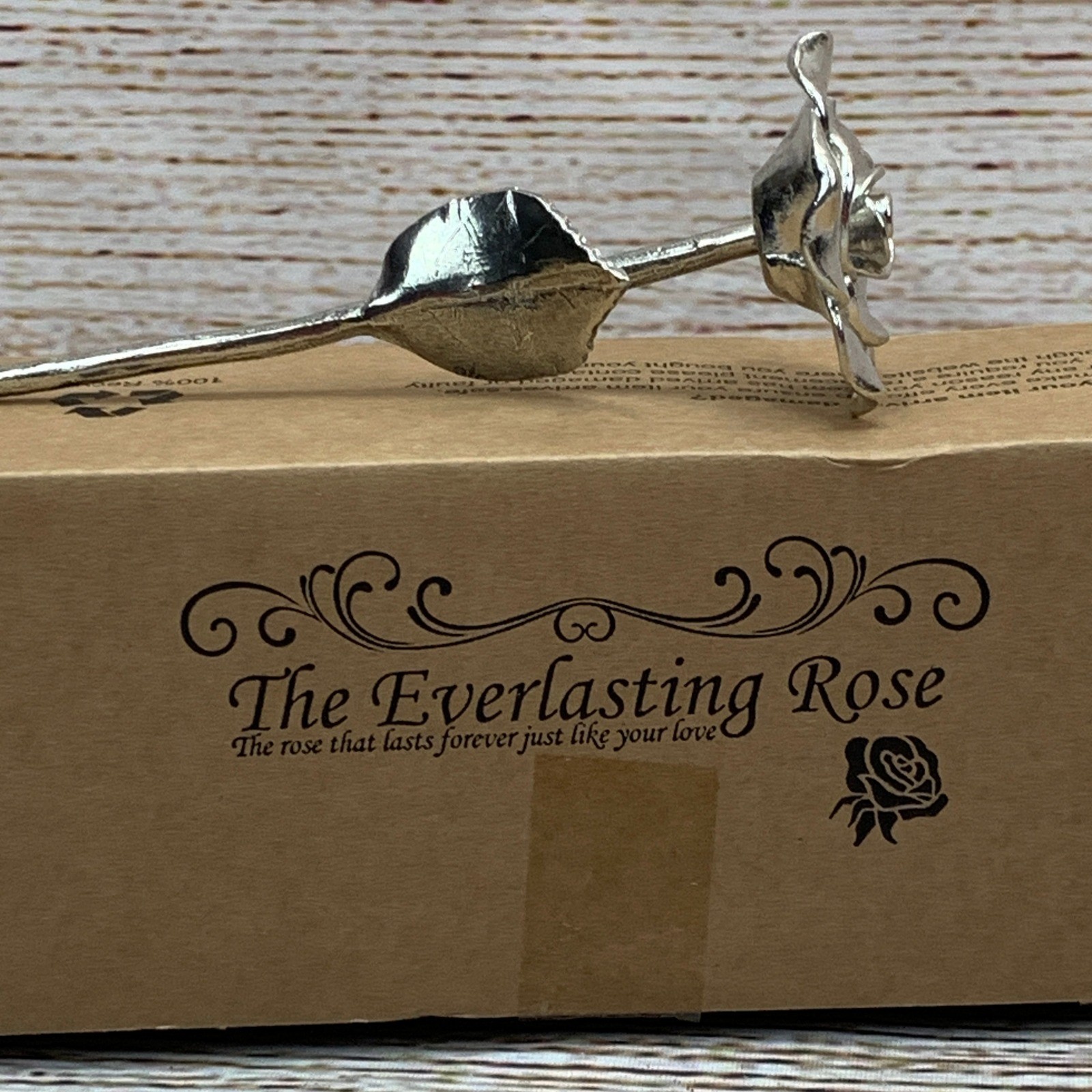 The Everlasting Rose Anniversary Silver Realistic Rose New