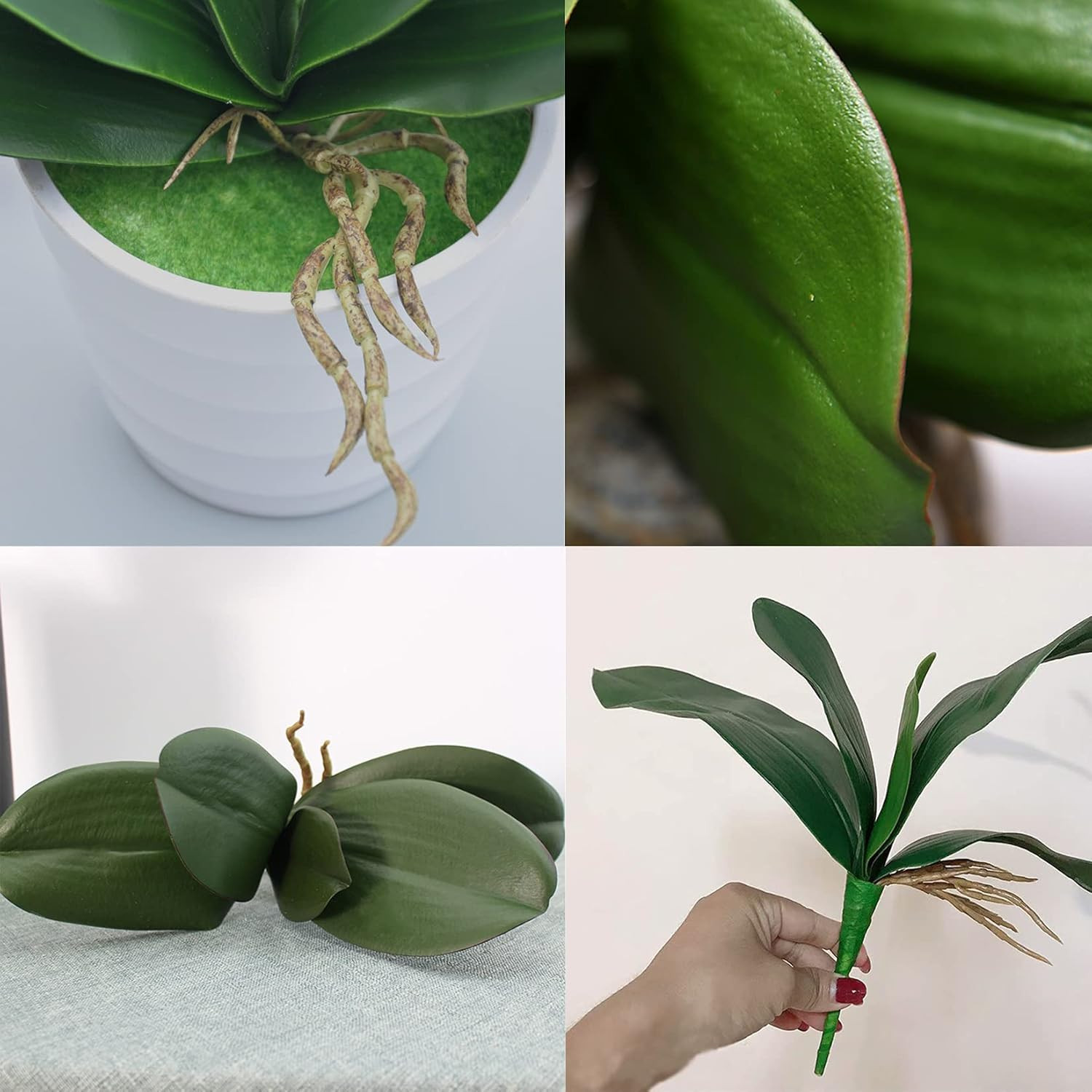 9 Pcs Big Size Artificial Green Phalaenopsis Artificial Orchid Leaves Green Plan