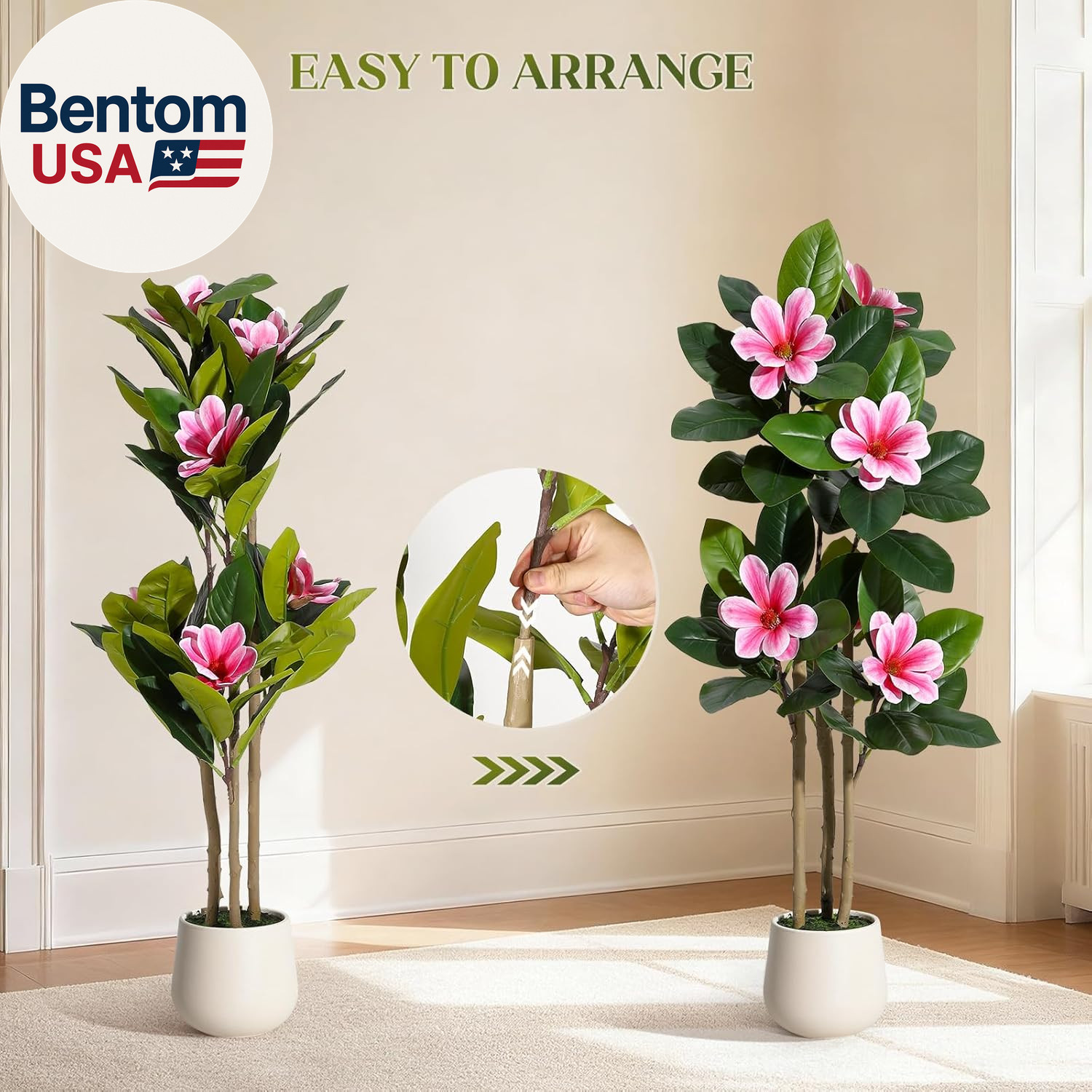 Faux Rubber Tree, 48 Inch Artificial Plants Indoor with Real Touch Leaves and Mu