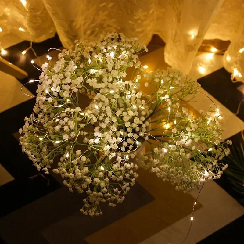 USB LED String Lights Silver Wire Garland Light Waterproof Fairy Lights