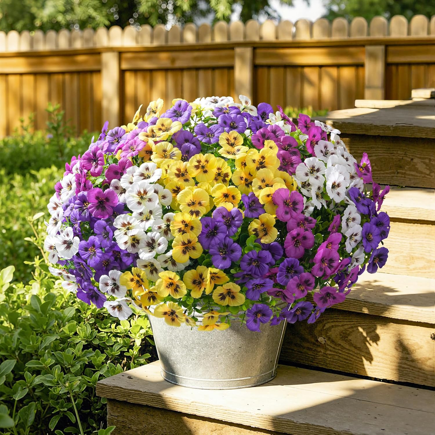 20PCS Fake Artificial Pansy Flowers for Outdoors Spring Decor, Faux Silk Pansies