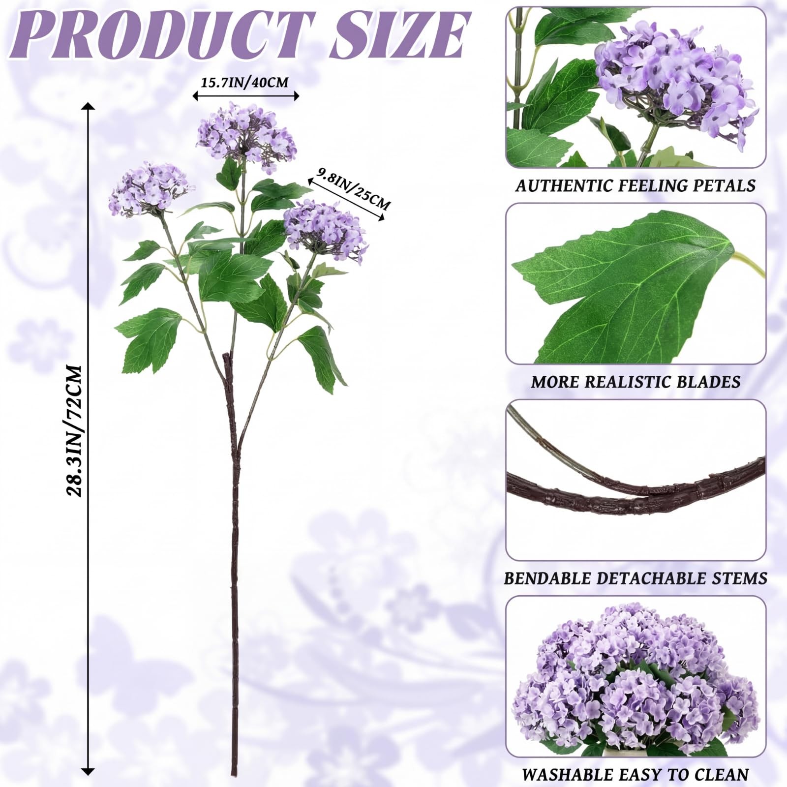4 pcs Hydrangea Artificial Flowers Fake Hydrangeas Silk Flowers 28 Inch Long …
