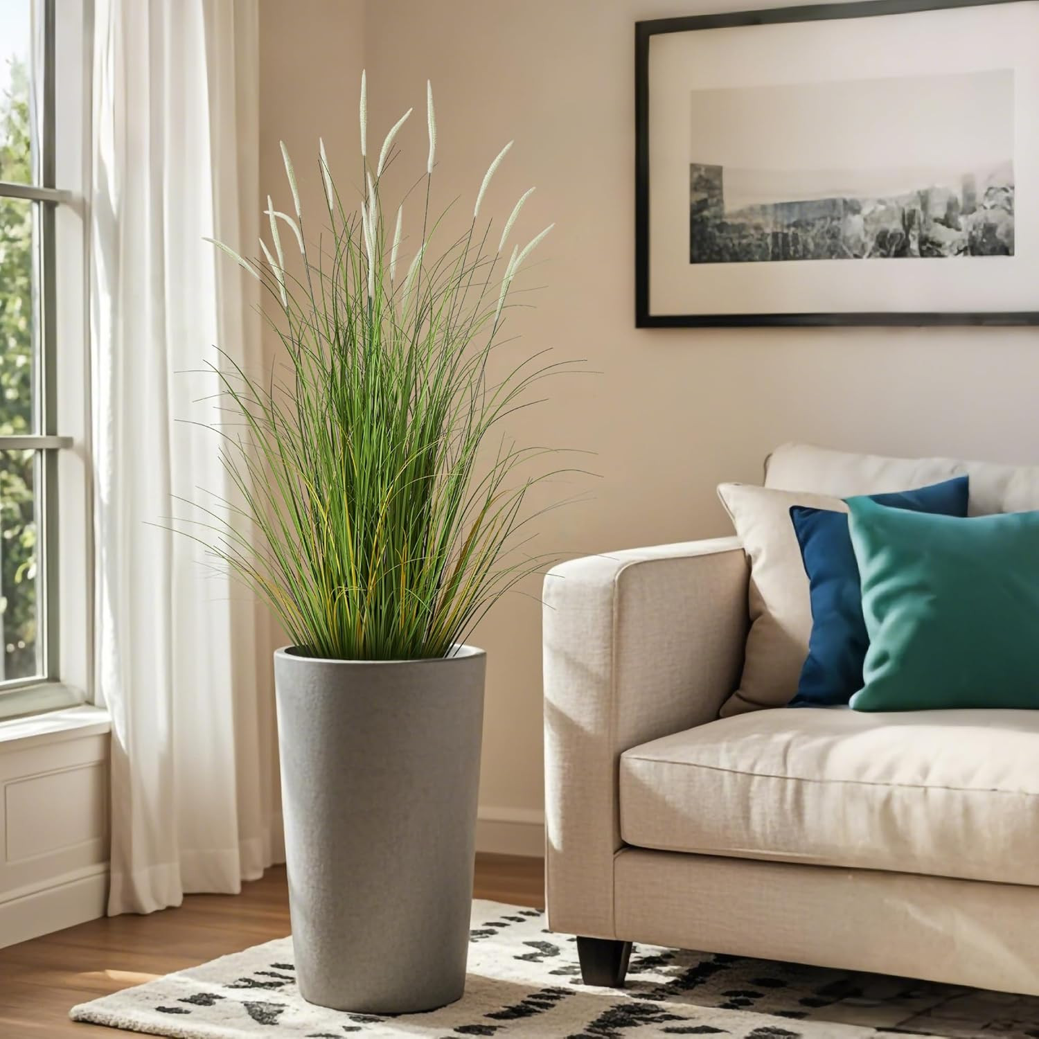 4Ft 2-Pack Faux Cattail Grass for Home, Office, Wedding Decor, Housewarming Gift