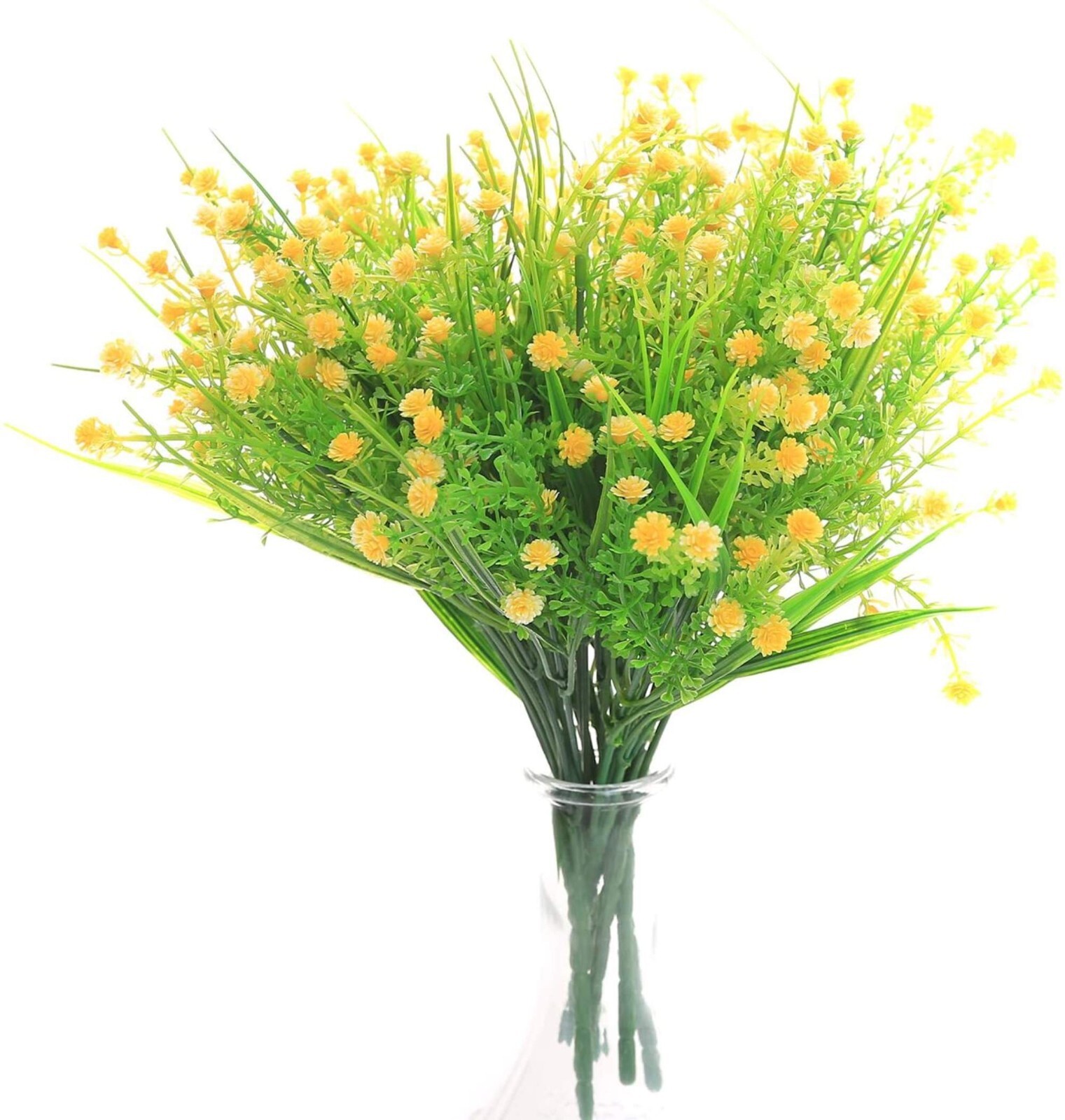 Outdoor Indoor Artificial Flowers Baby Breath Fake Flowers UV Resistant Yellow
