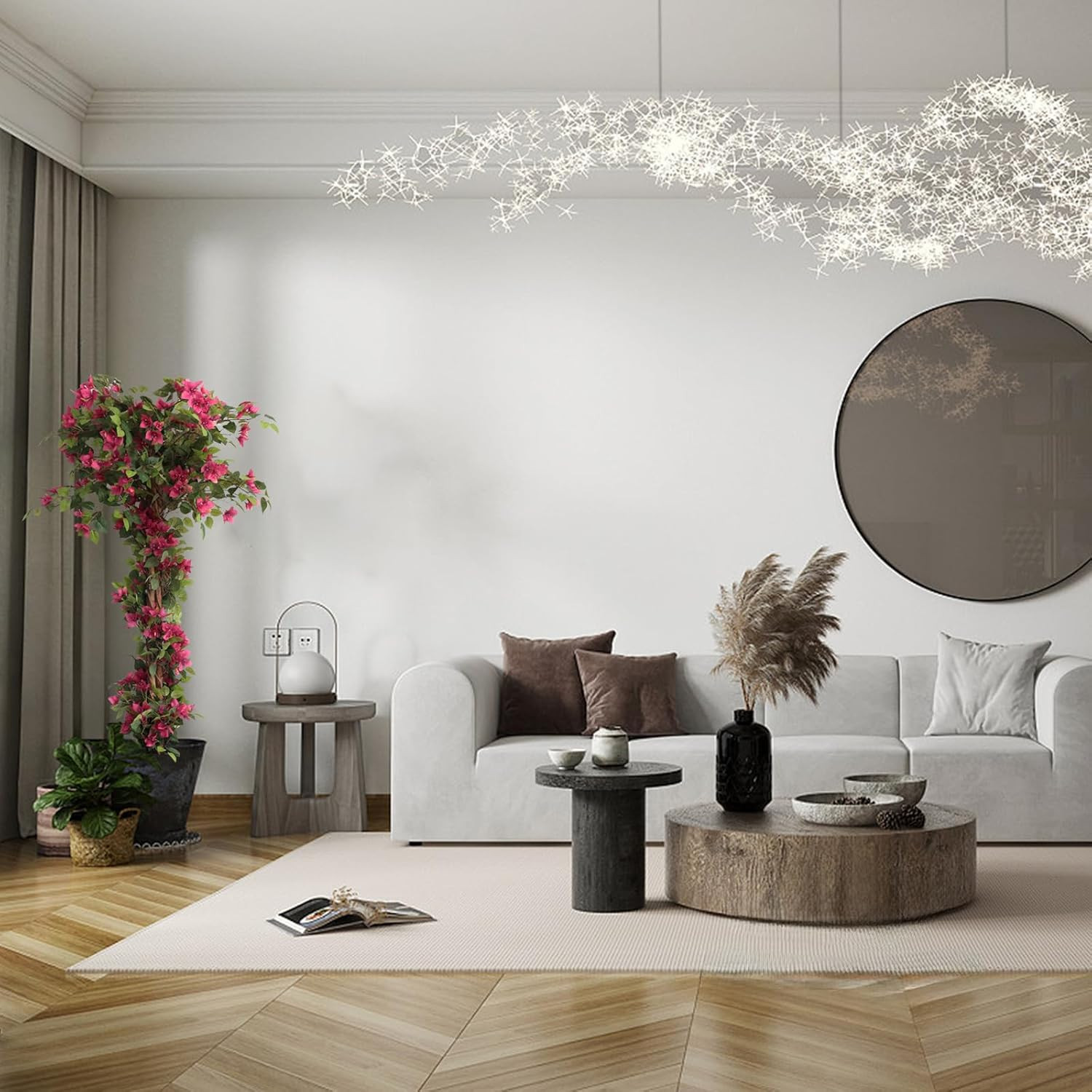 5 Feet Artificial Bougainvillea Tree with Flowers in Plastic Pot Faux Blooming T