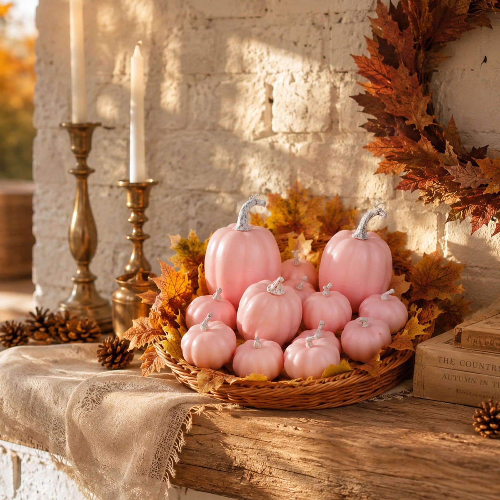 Foam Pumpkins 12 Pack in Three Soft Tones for Tiered Tray and Harvest Decor