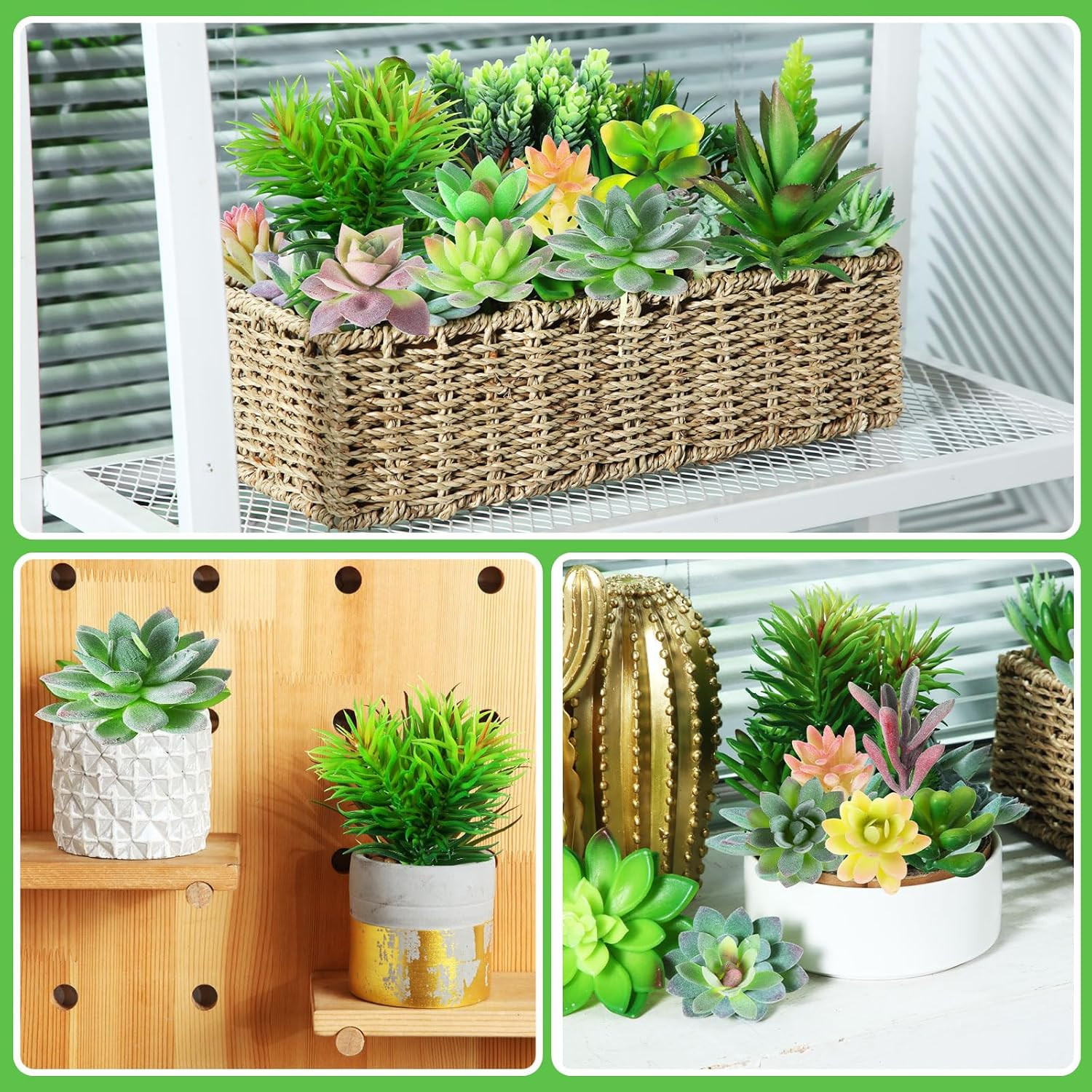 120 Pcs Realistic Artificial Succulents for Home and Garden Decor