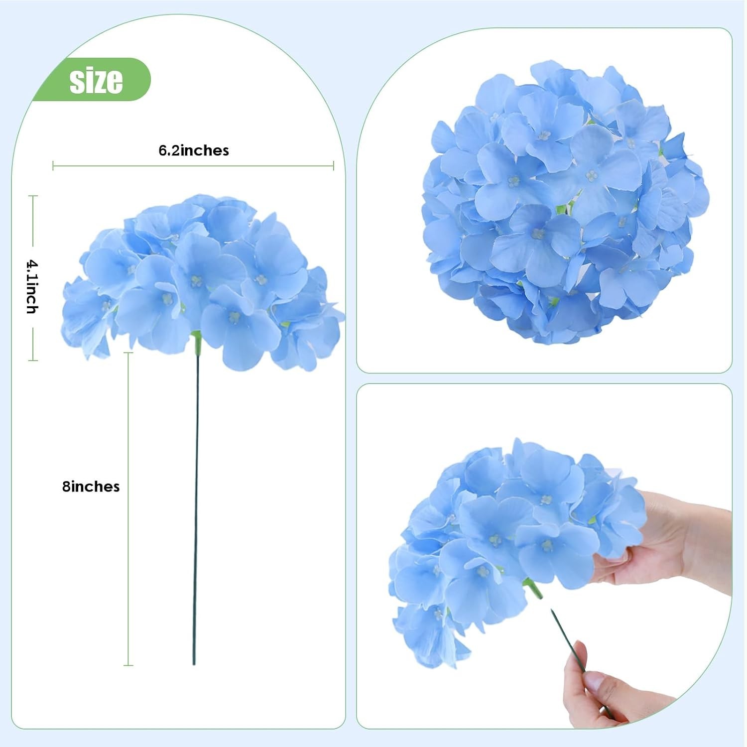 65pcs Blue Hydrangea Silk Flowers for Wedding Decor