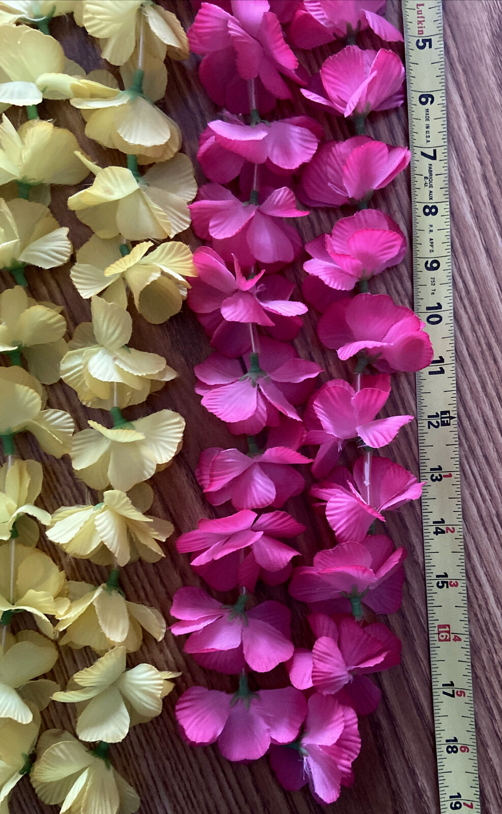VINTAGE Lot of 3 Artificial Silk Flowers Pink Yellow Multi Hawaiian Lei Necklace