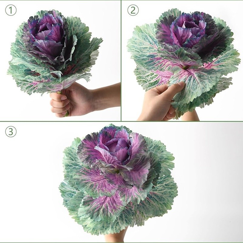 Artificial Cabbage Plants Set of 2 Realistic Faux Vegetables Home Decor New
