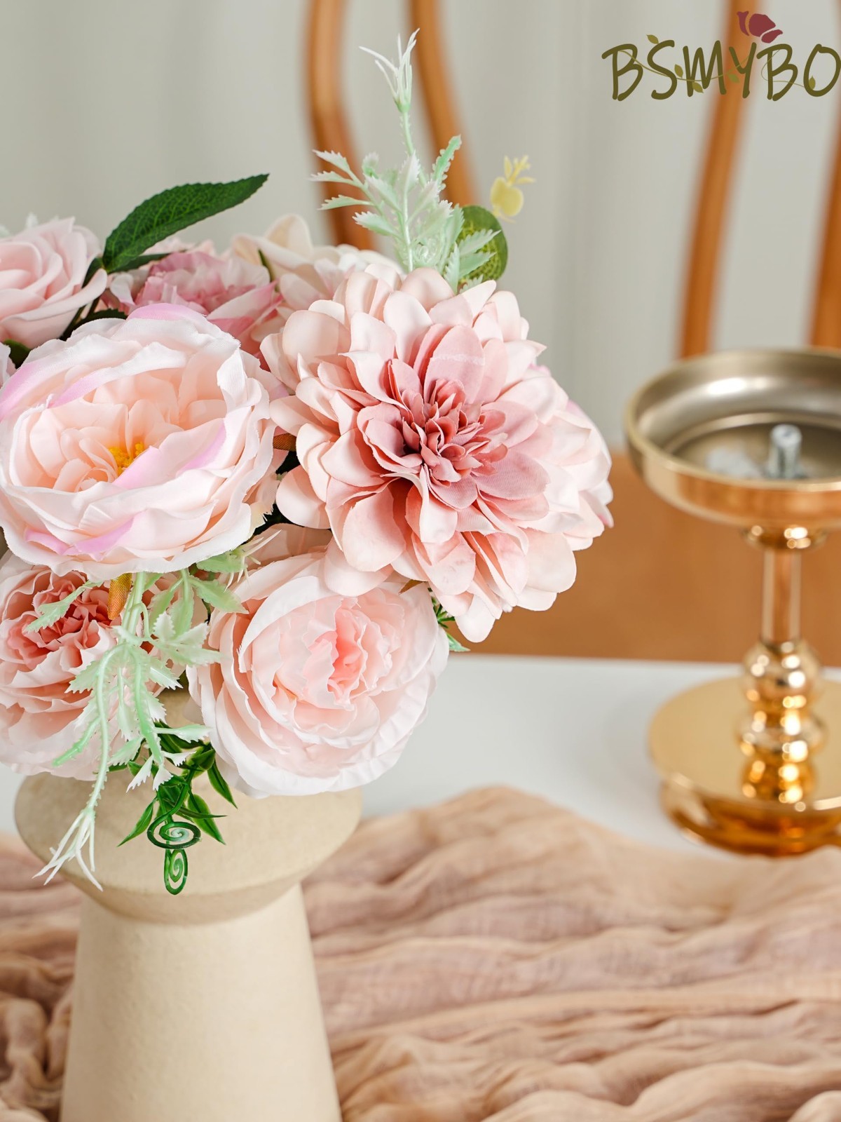 Pink Artificial Roses Flower Bouquets with Stems for DIY Wedding, Baby Shower, H
