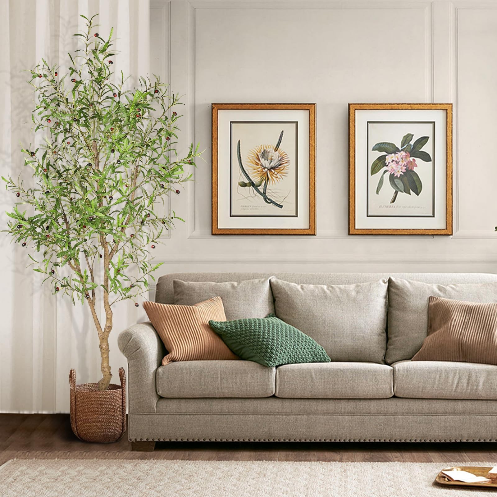 7ft Faux Olive Tree – Fake Potted Olive Silk Tree with Planter Natural Olive …