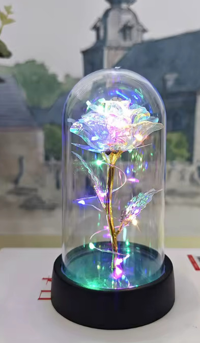 LED Valentine Day Gift For Girlfriend Eternal Rose Light 24K Gold Foil Flower In